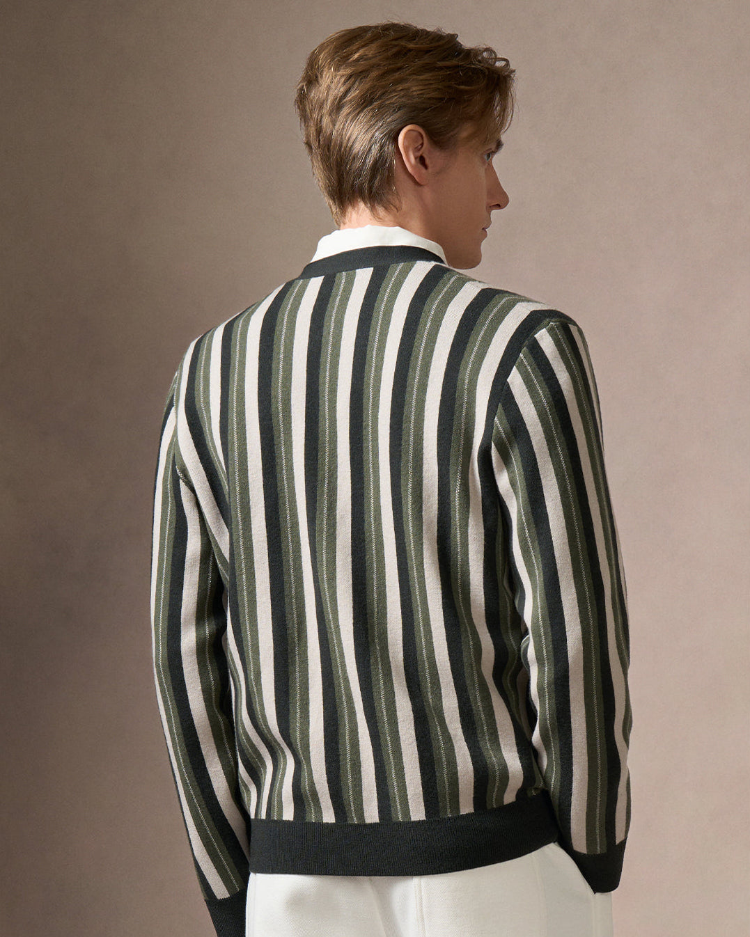 Wool-Blend Striped Cardigan