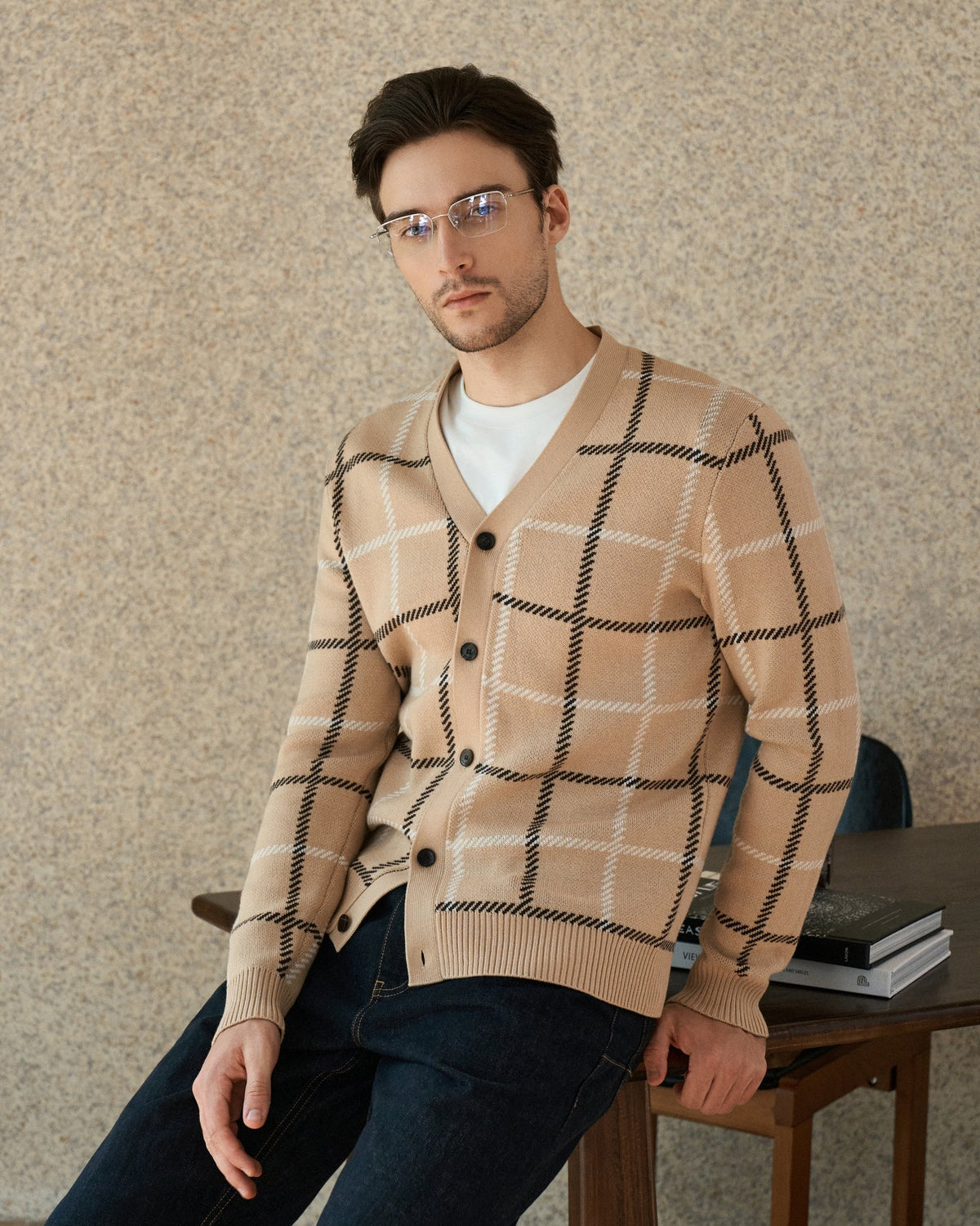 9-Stitch Wool-Cotton Cardigan