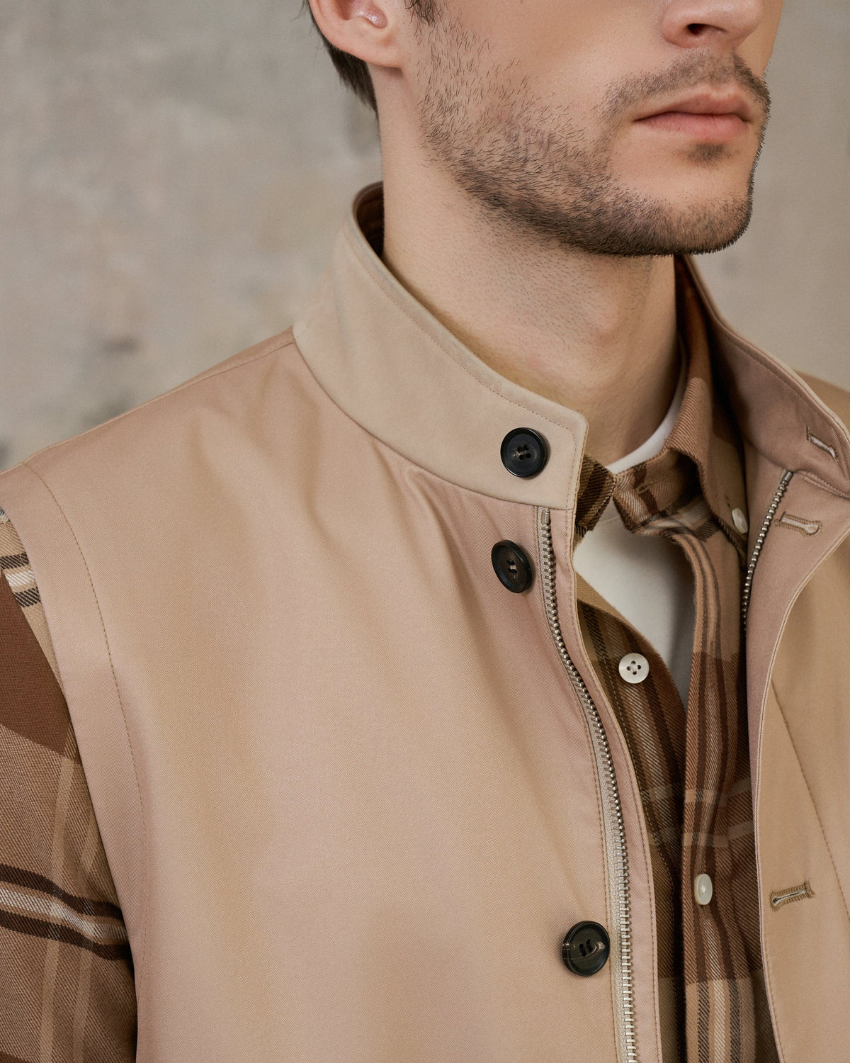Cashmere and Wool-Lined Windproof Vest