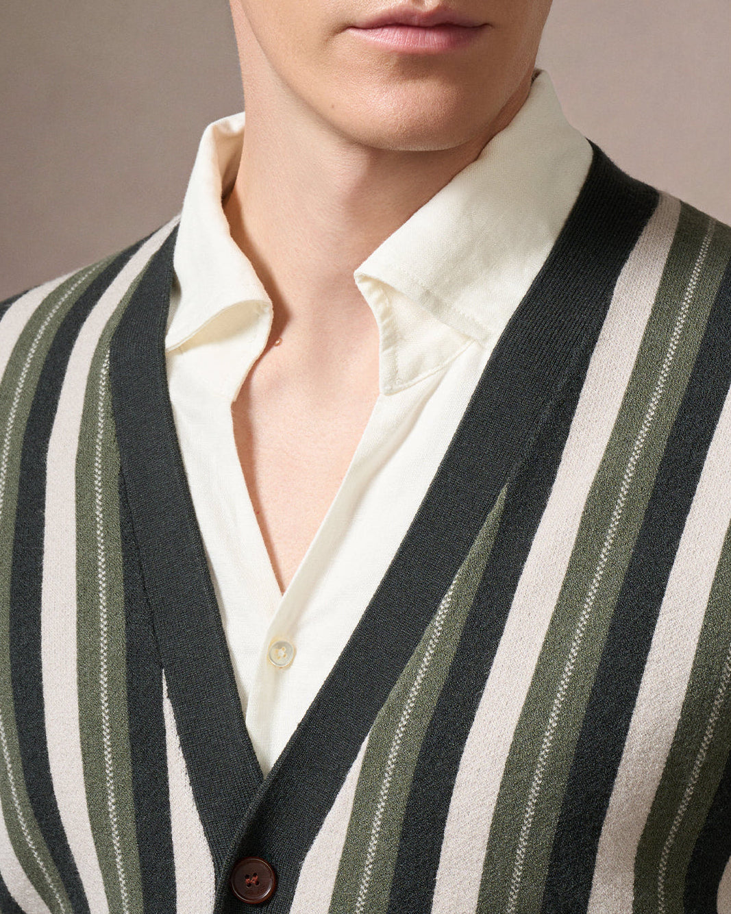 Wool-Blend Striped Cardigan