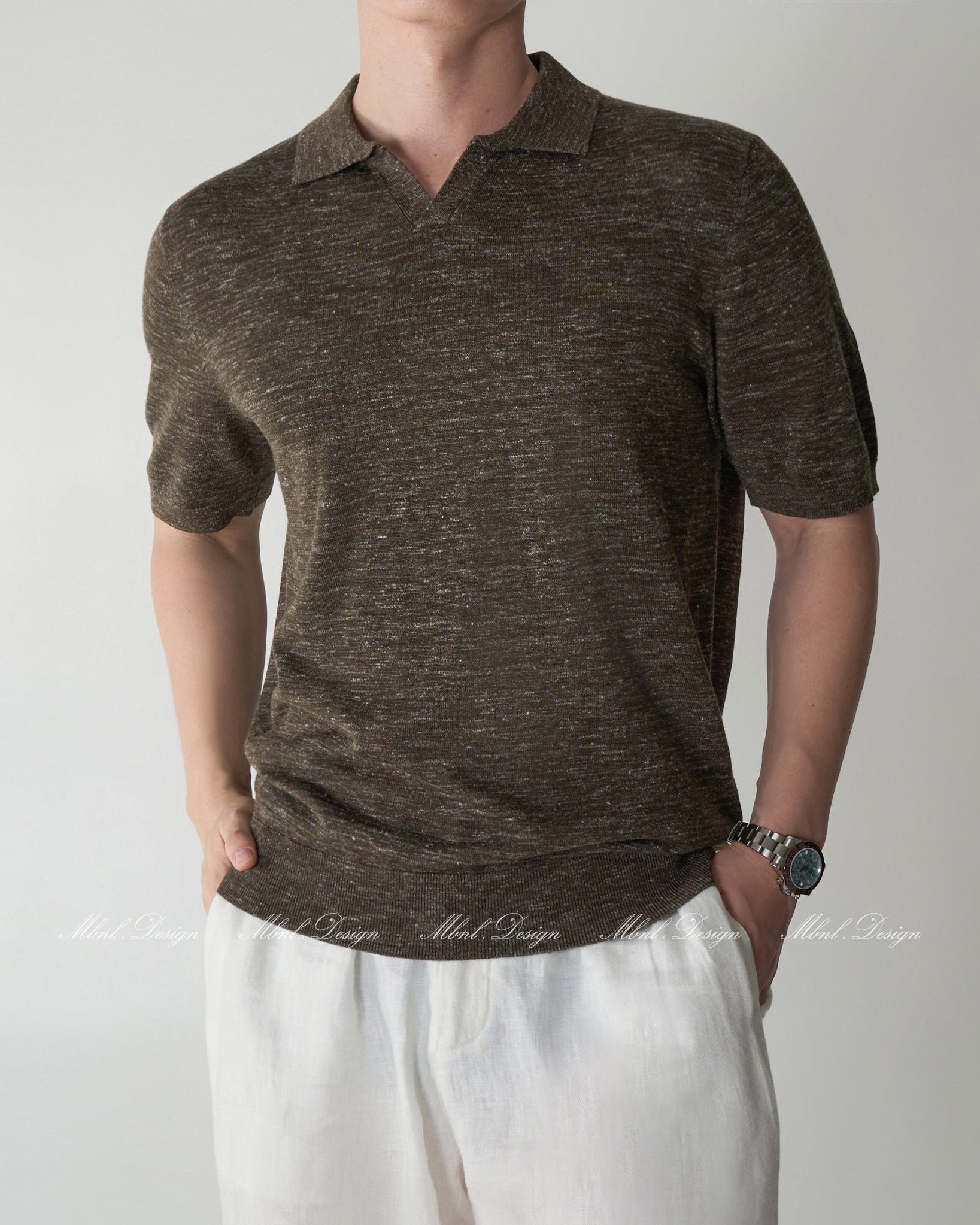Short Sleeve Linen Polo