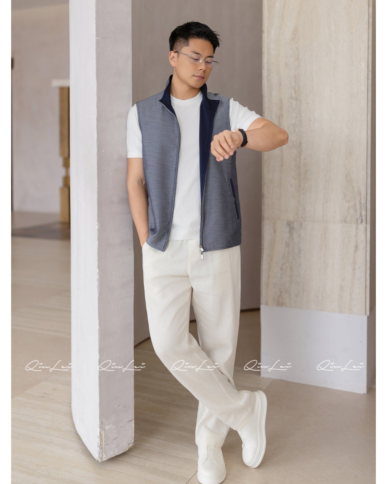 Textured Linen Vest