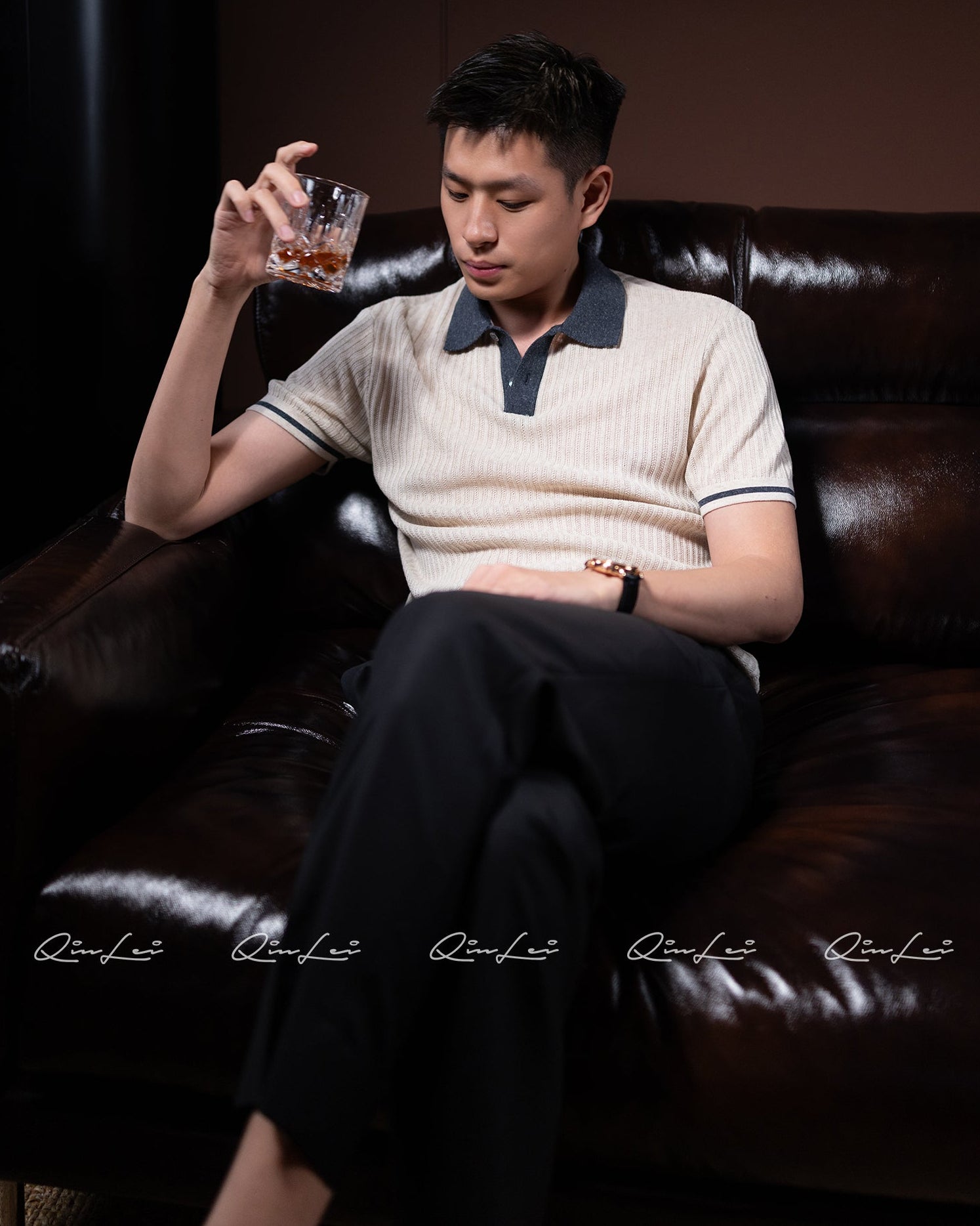 Linen Blend Polo Shirt