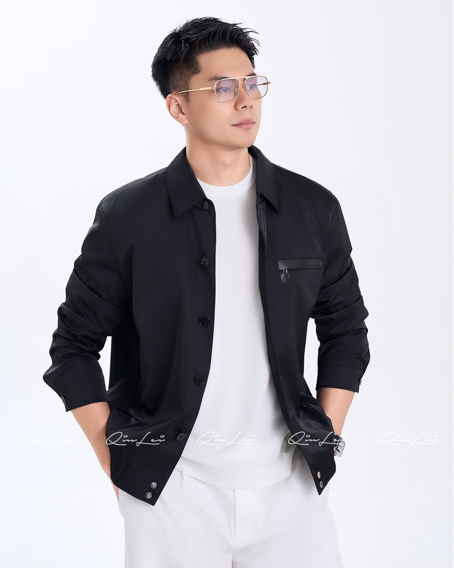 Stand Collar Linen Jacket
