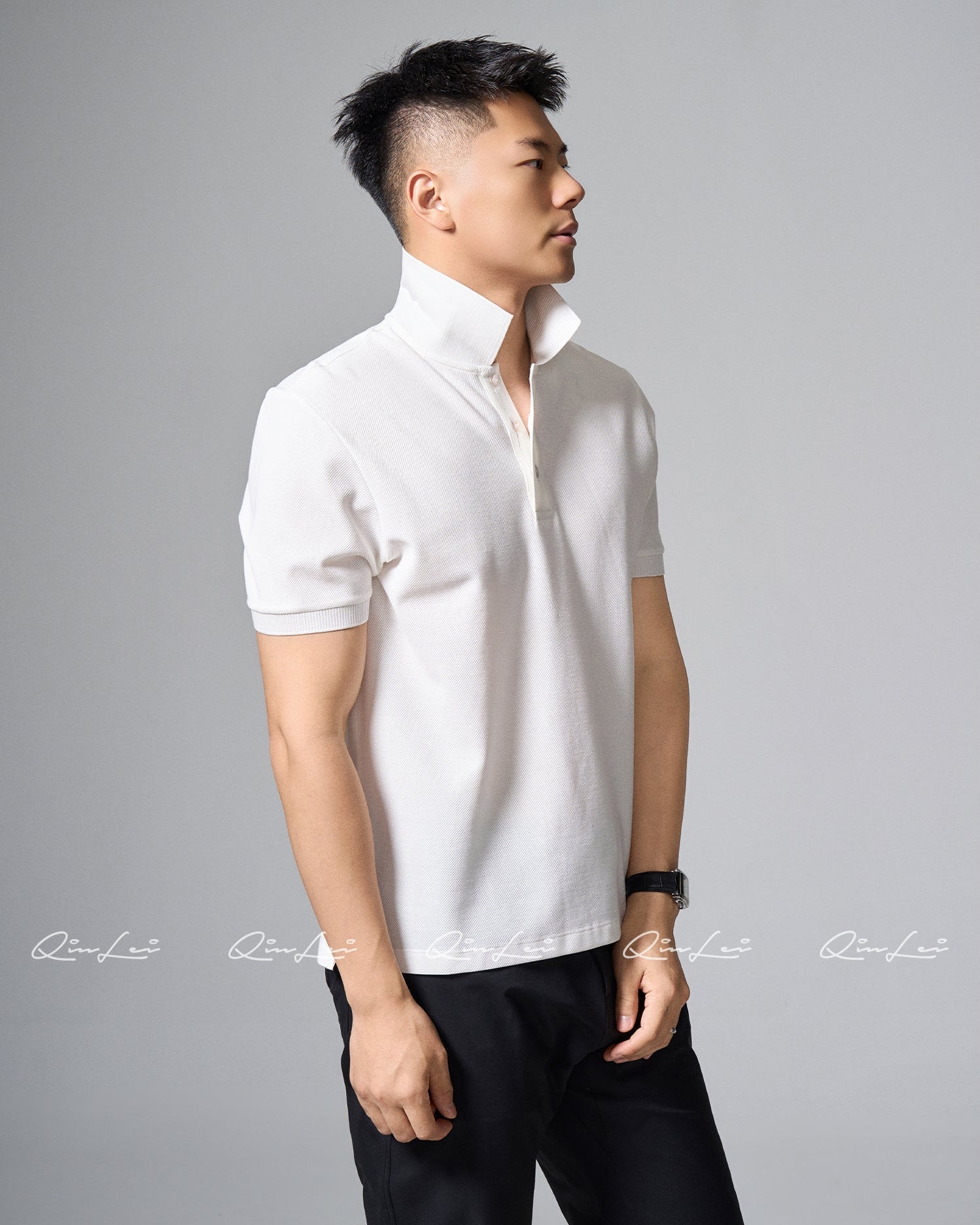 Slit Hem Cotton Polo