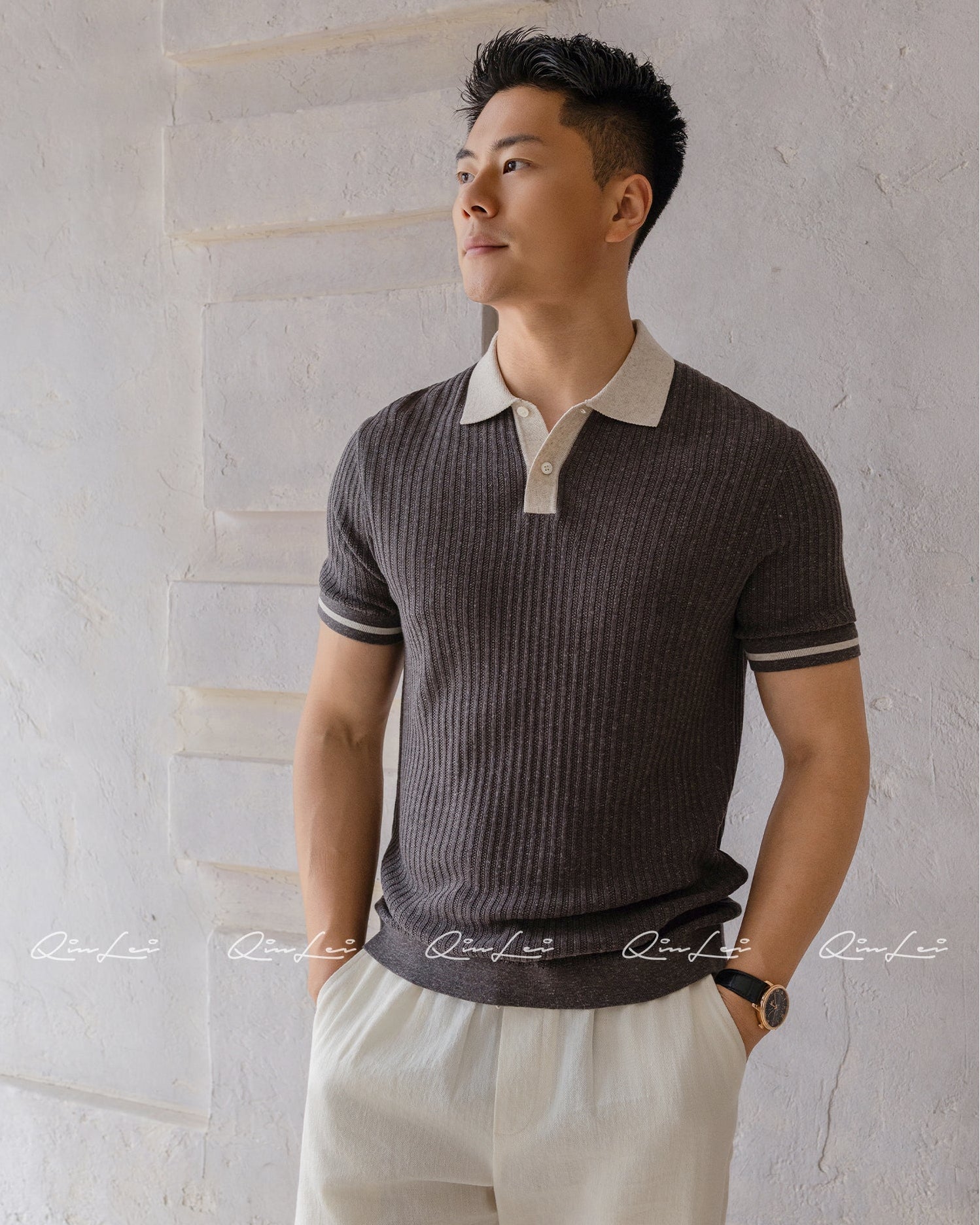 Linen Blend Polo Shirt