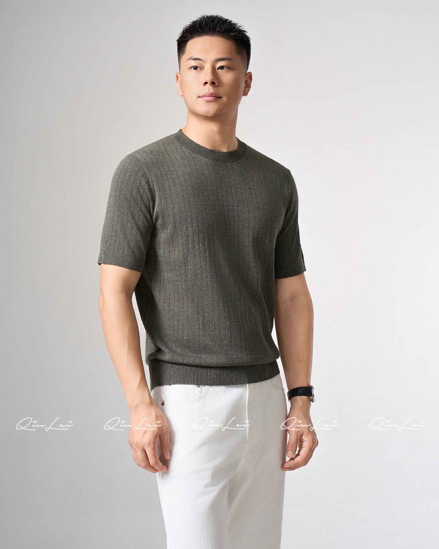 Textured Cotton Linen T-Shirt