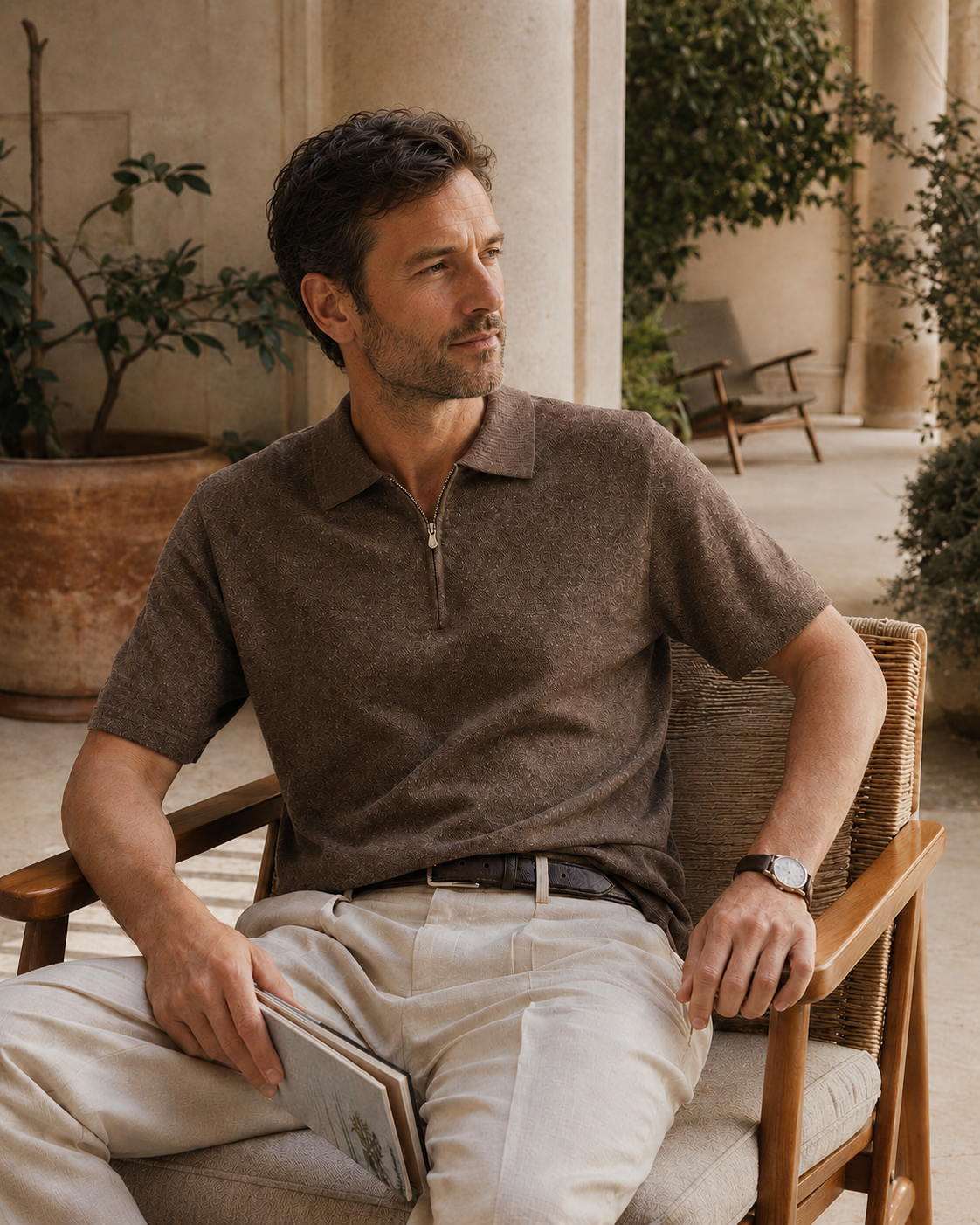 Smooth Linen Knit Polo