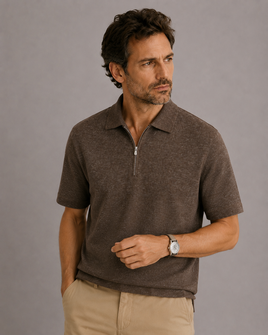 Smooth Linen Knit Polo