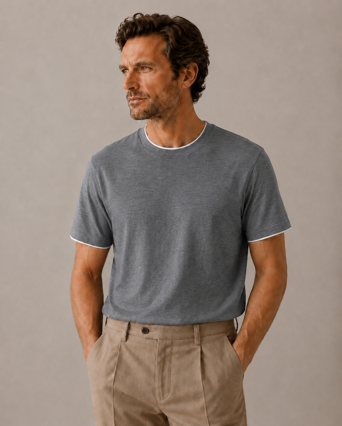 Layered Contrast Cotton T-Shirt
