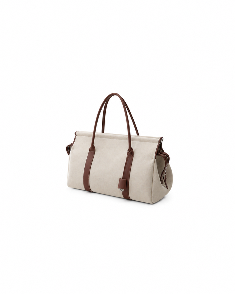 Woven Leather Double-Handle Travel Tote