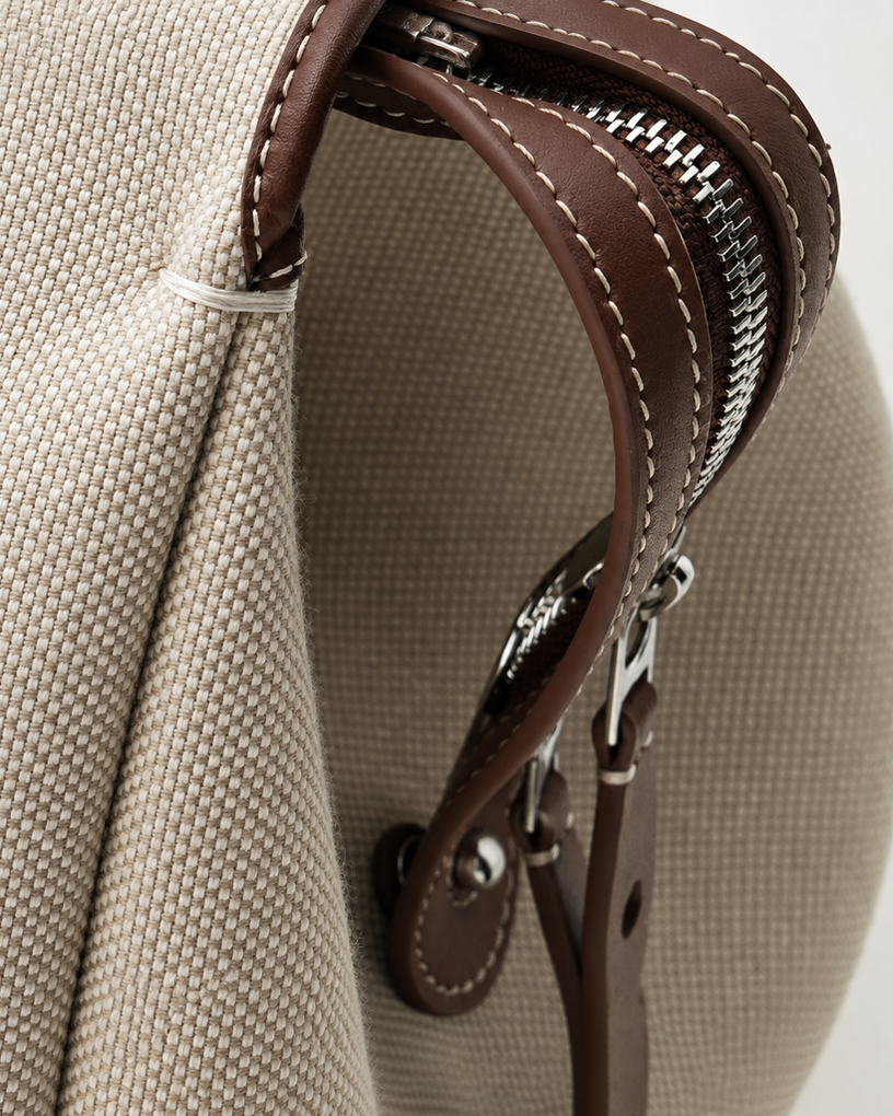 Woven Leather Double-Handle Travel Tote