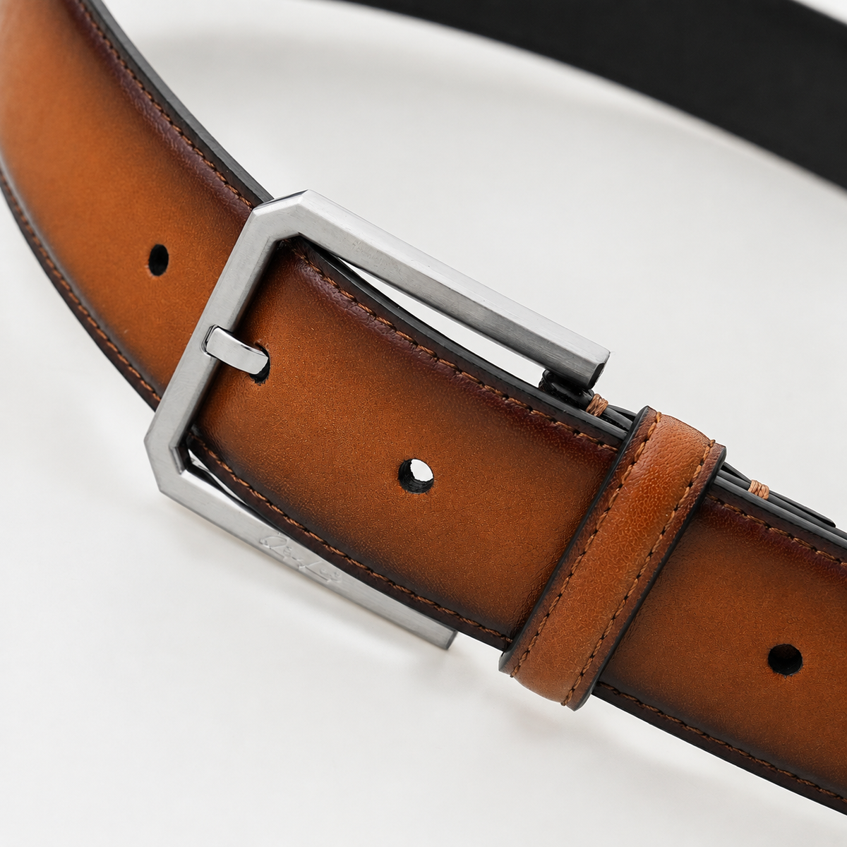 Cowhide & Crocodile Leather Patchwork Belt