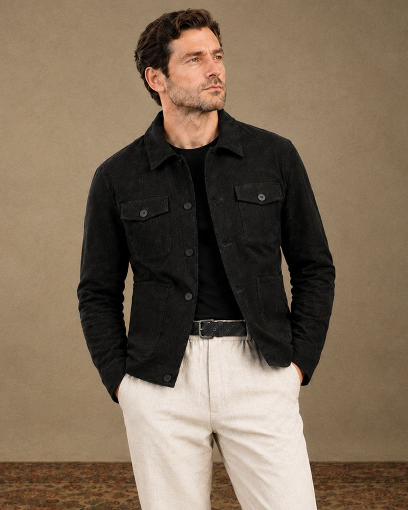 Sheepskin Suede Cargo Jacket