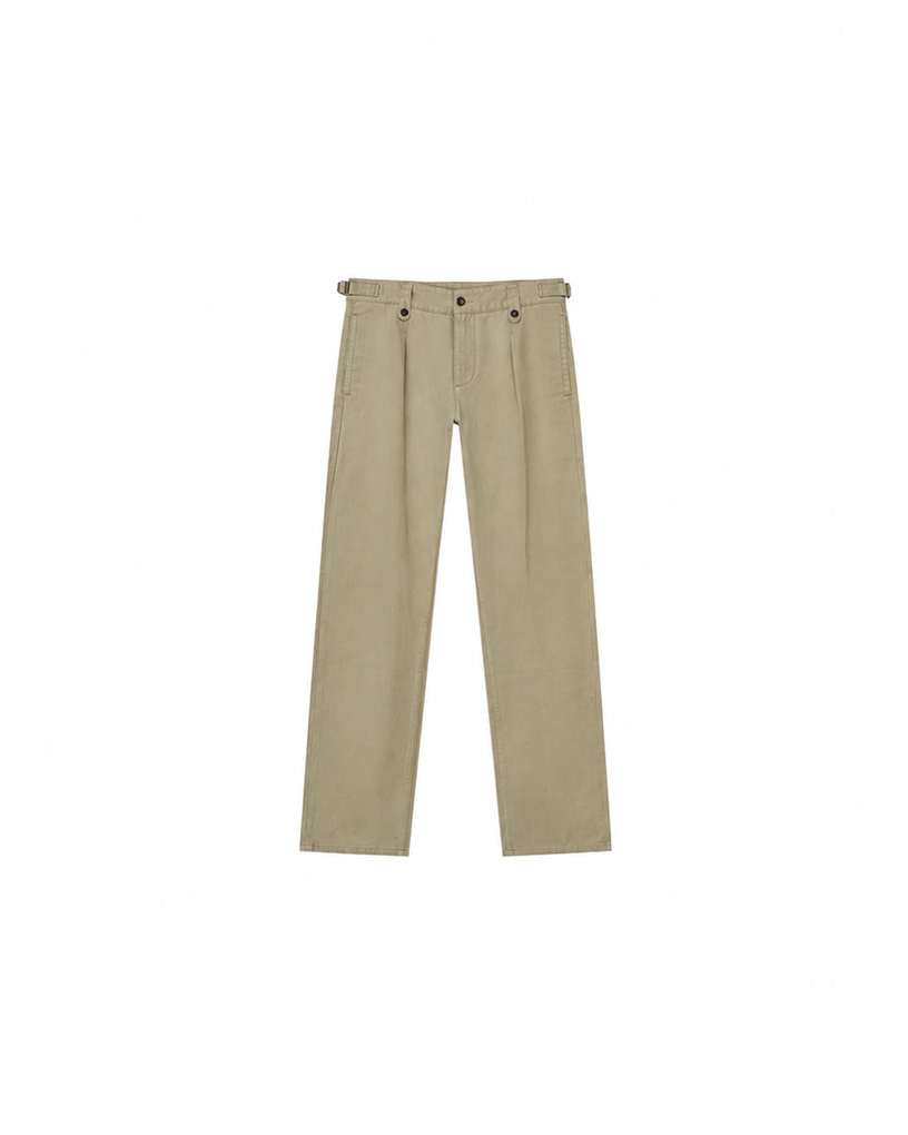 100% Cotton Symmetrical-Pleated Casual Pants