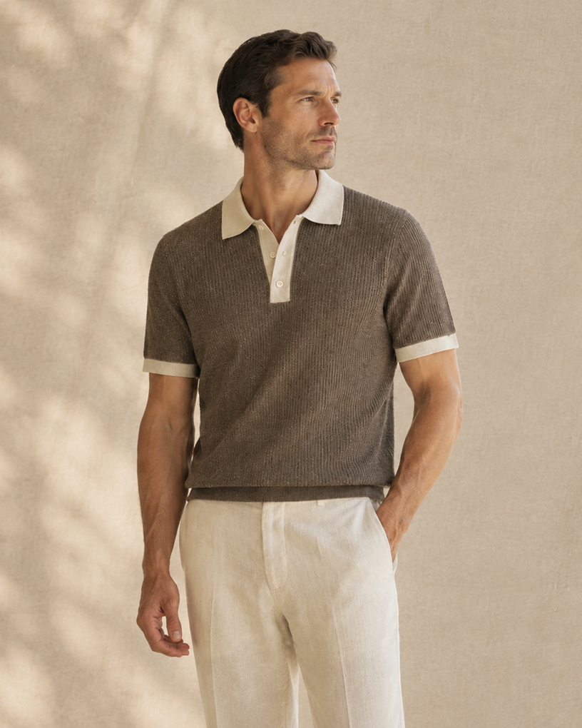 Open Knit Linen Polo