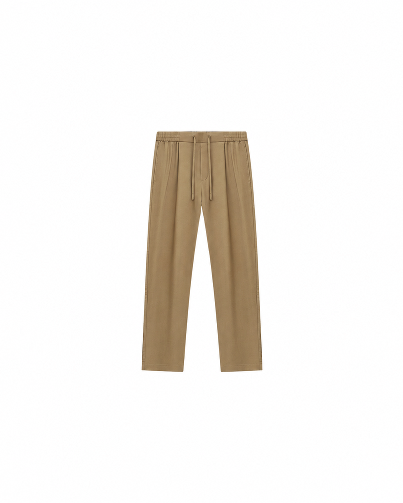 Acetate-Wool Woven Fine-Weave Casual Pants