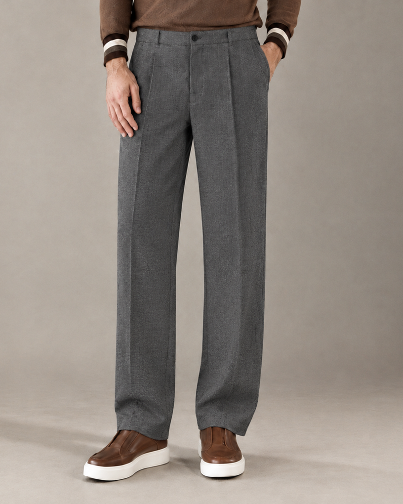 Wool-Blend Tailored Dress Pants