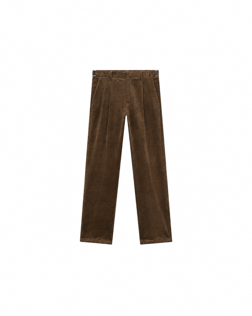 Cotton Corduroy Pleated Trousers – Tailored Waist