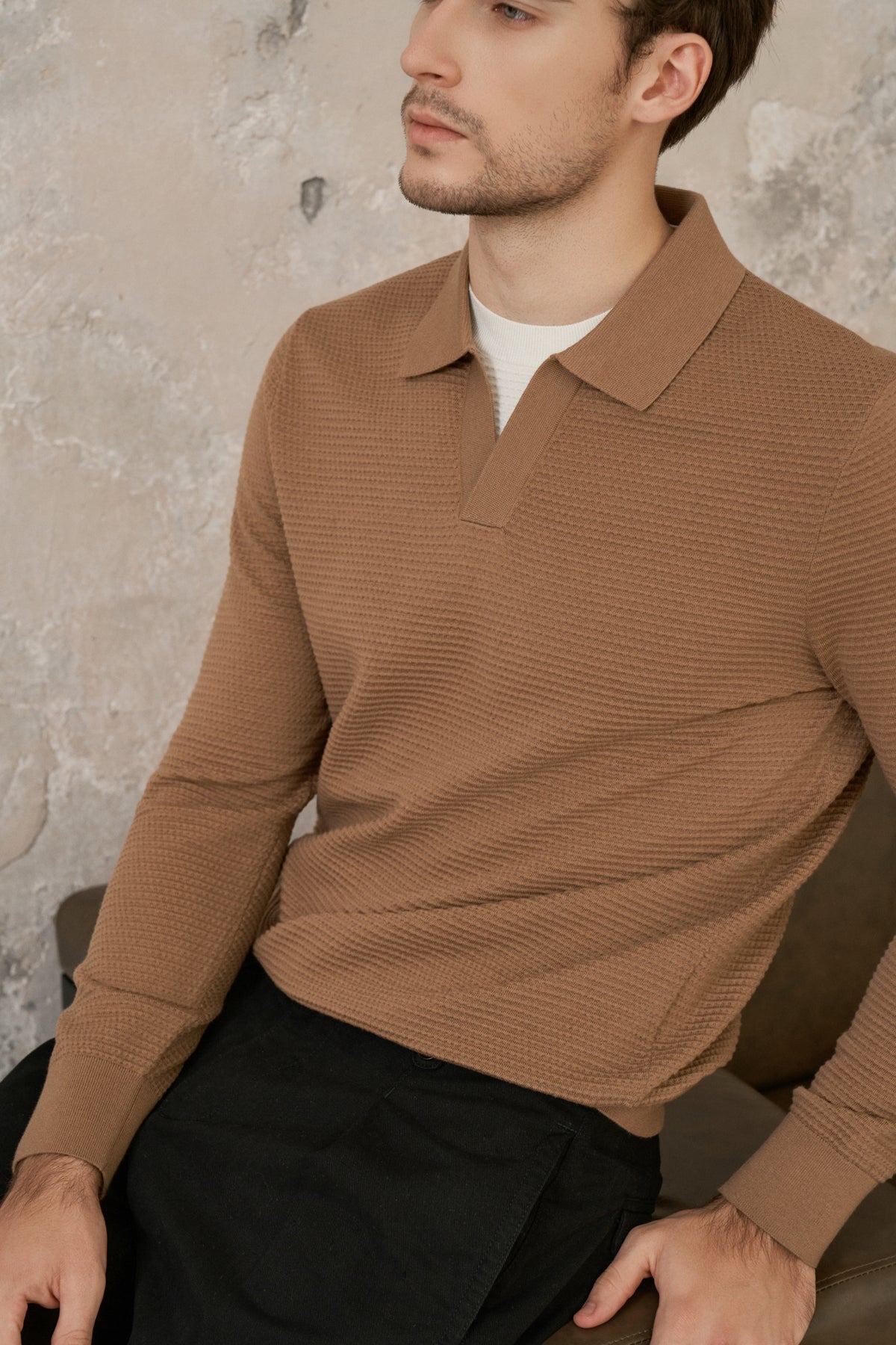 Wool and Silk Custom-Woven Jacquard Sweater