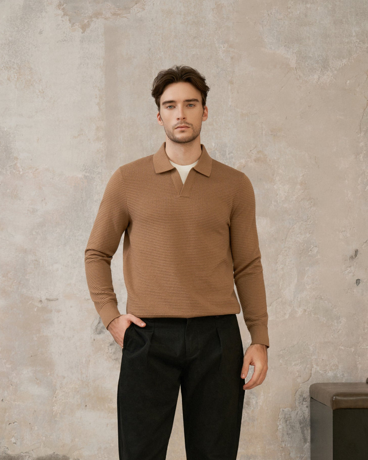Wool and Silk Custom-Woven Jacquard Sweater