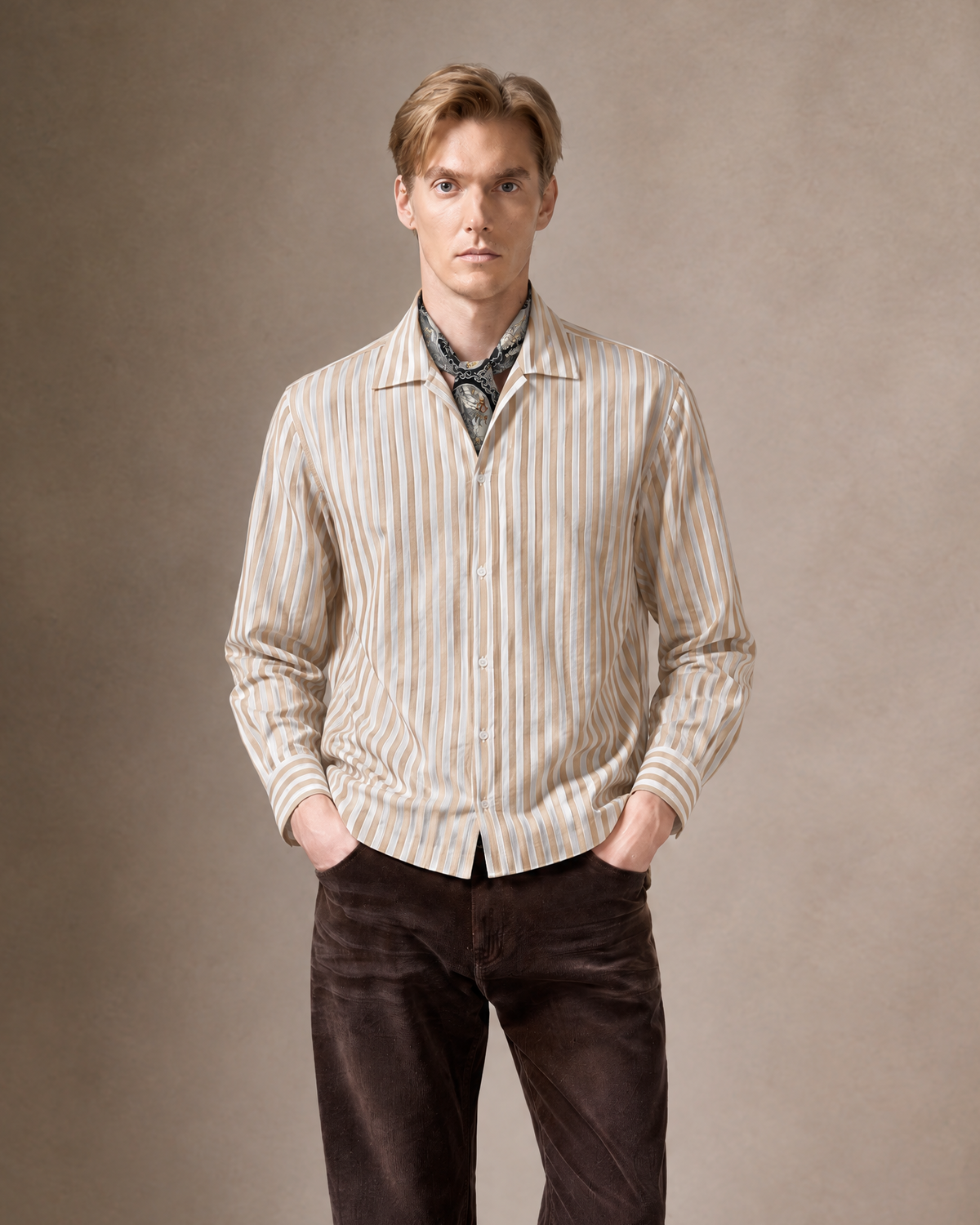 Cotton-Linen Vertical Stripe Shirt – Refined, Understated Style