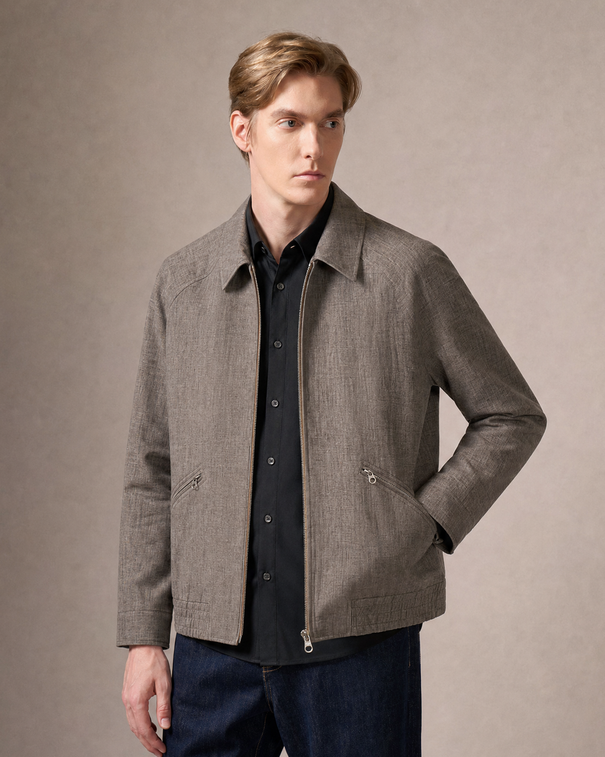 100% Linen Jacket – Naturally Textured, Breathable Design