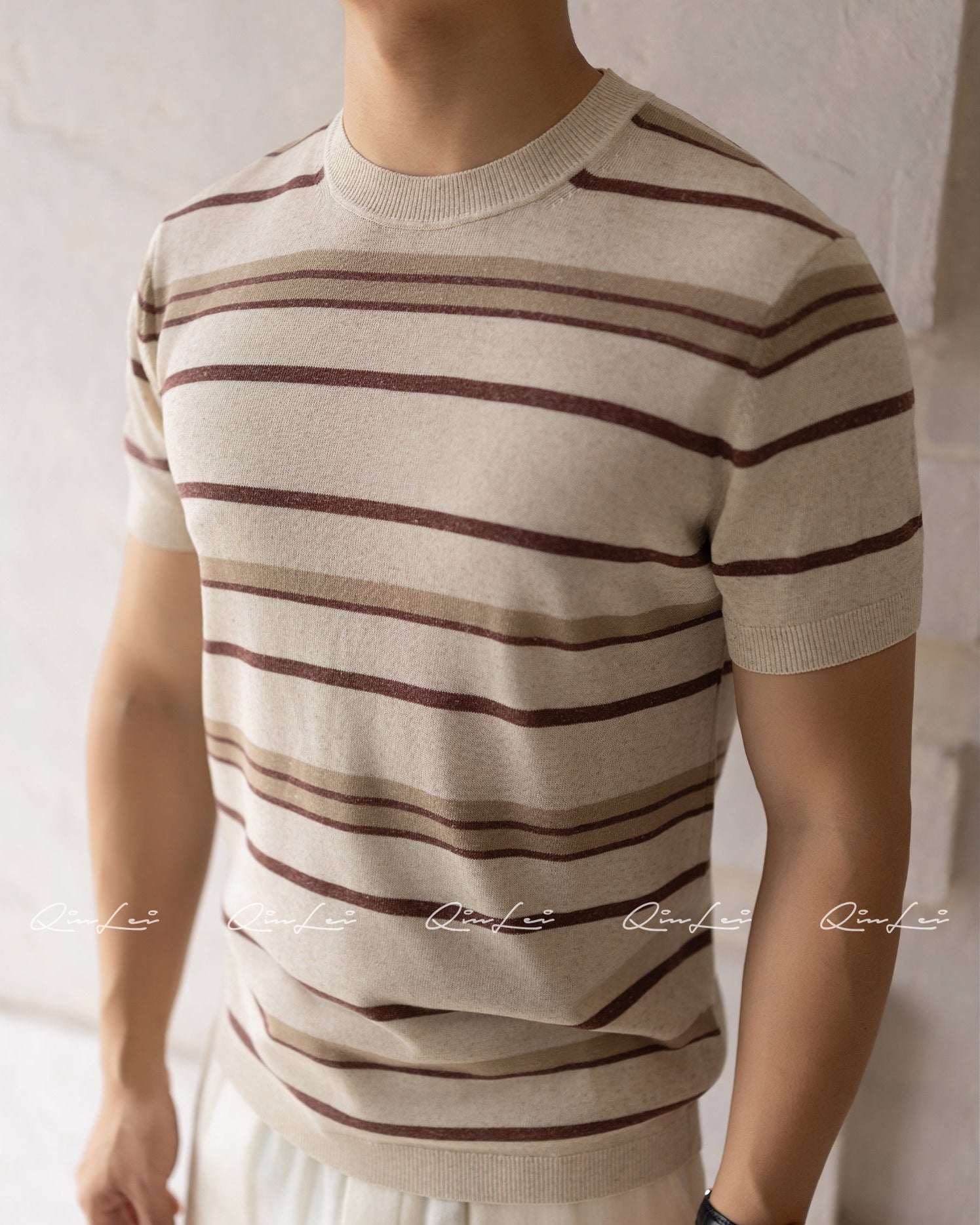 Striped Linen Lyocell T-Shirt