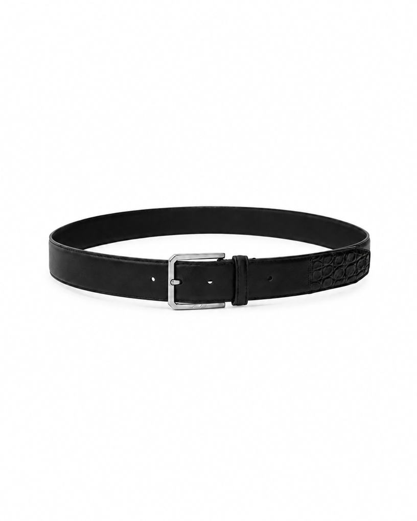 Cowhide & Crocodile Leather Patchwork Belt
