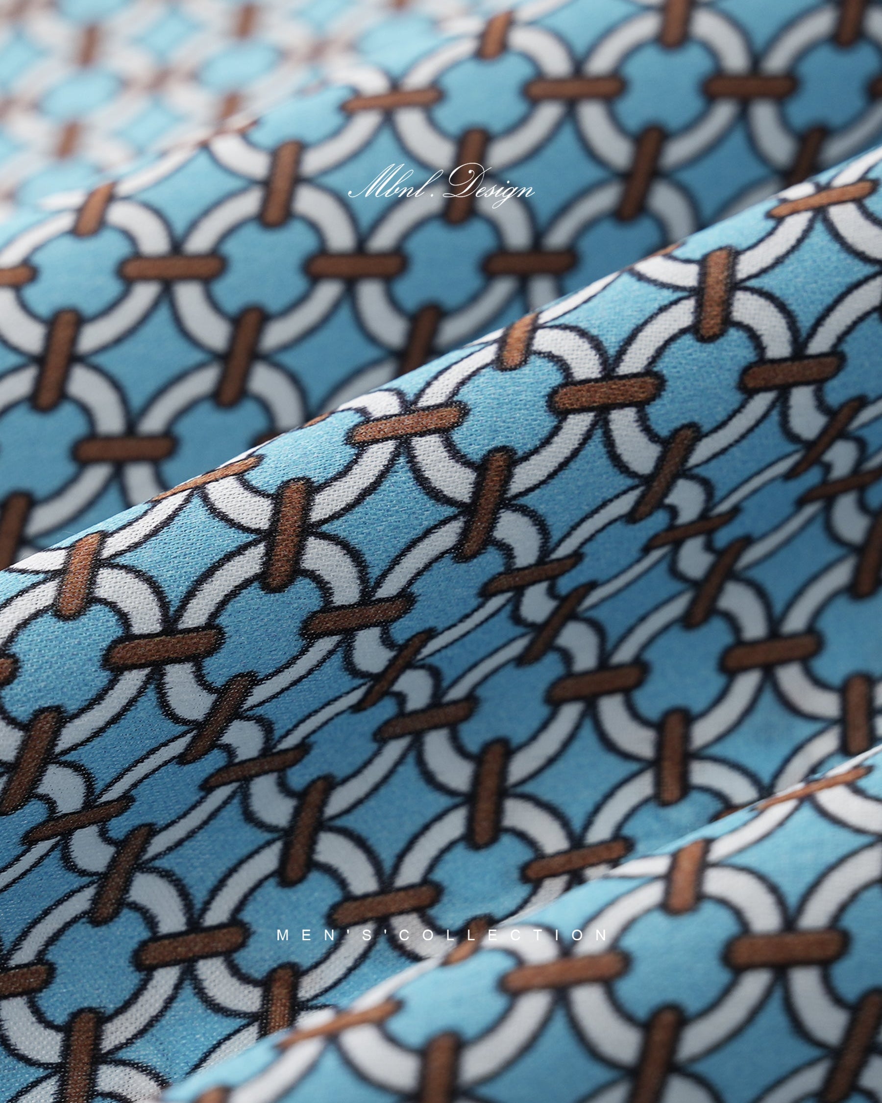 Delicate Blue & White Chain Print Silk Scarf