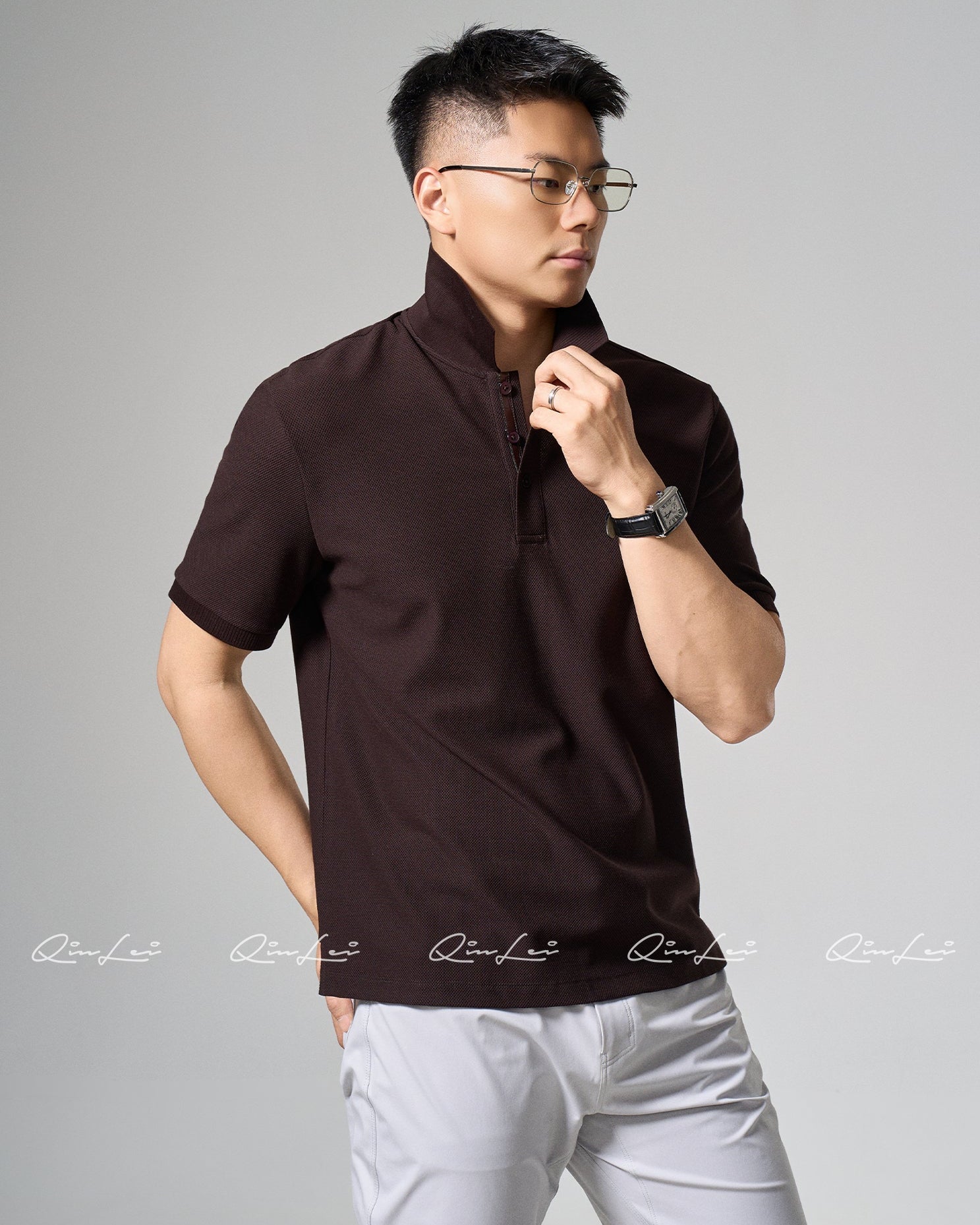 Slit Hem Cotton Polo