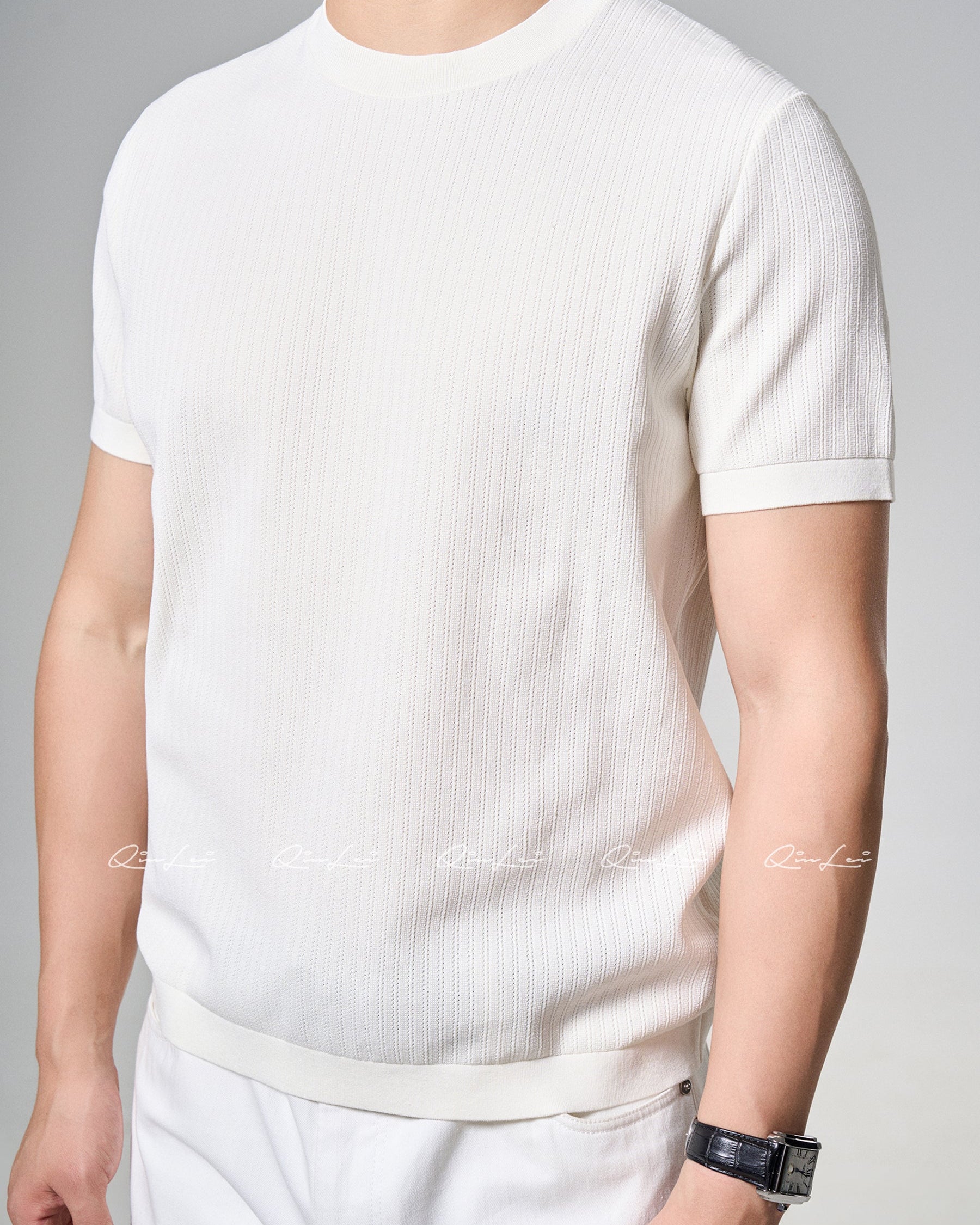 Textured Silk Cotton T-Shirt