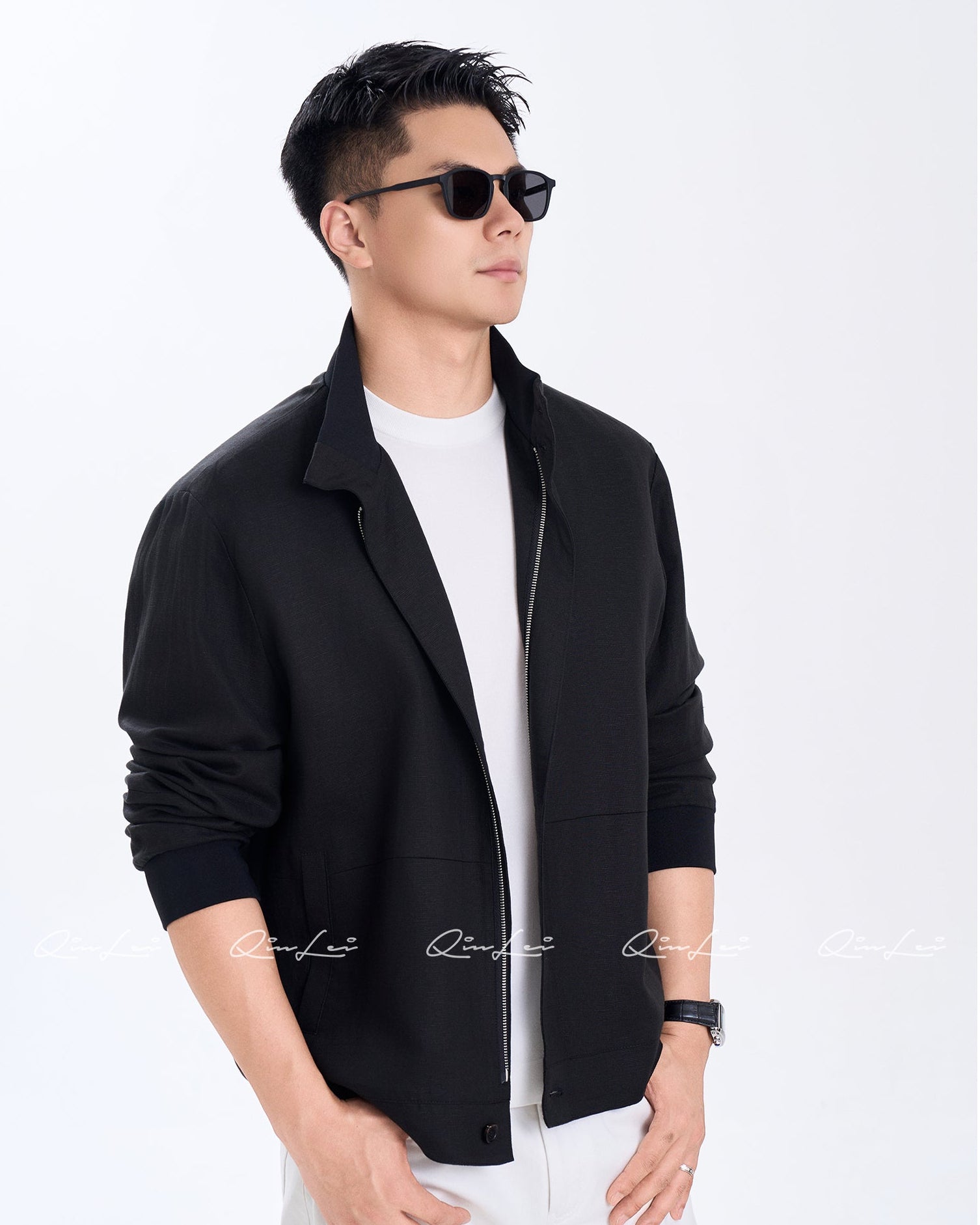 Stand Collar Linen Jacket