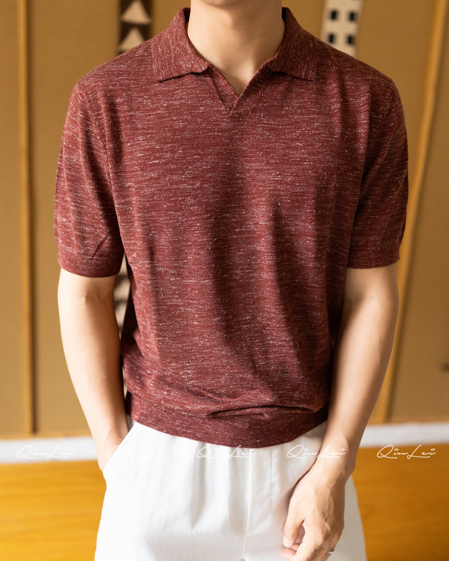Short Sleeve Linen Polo