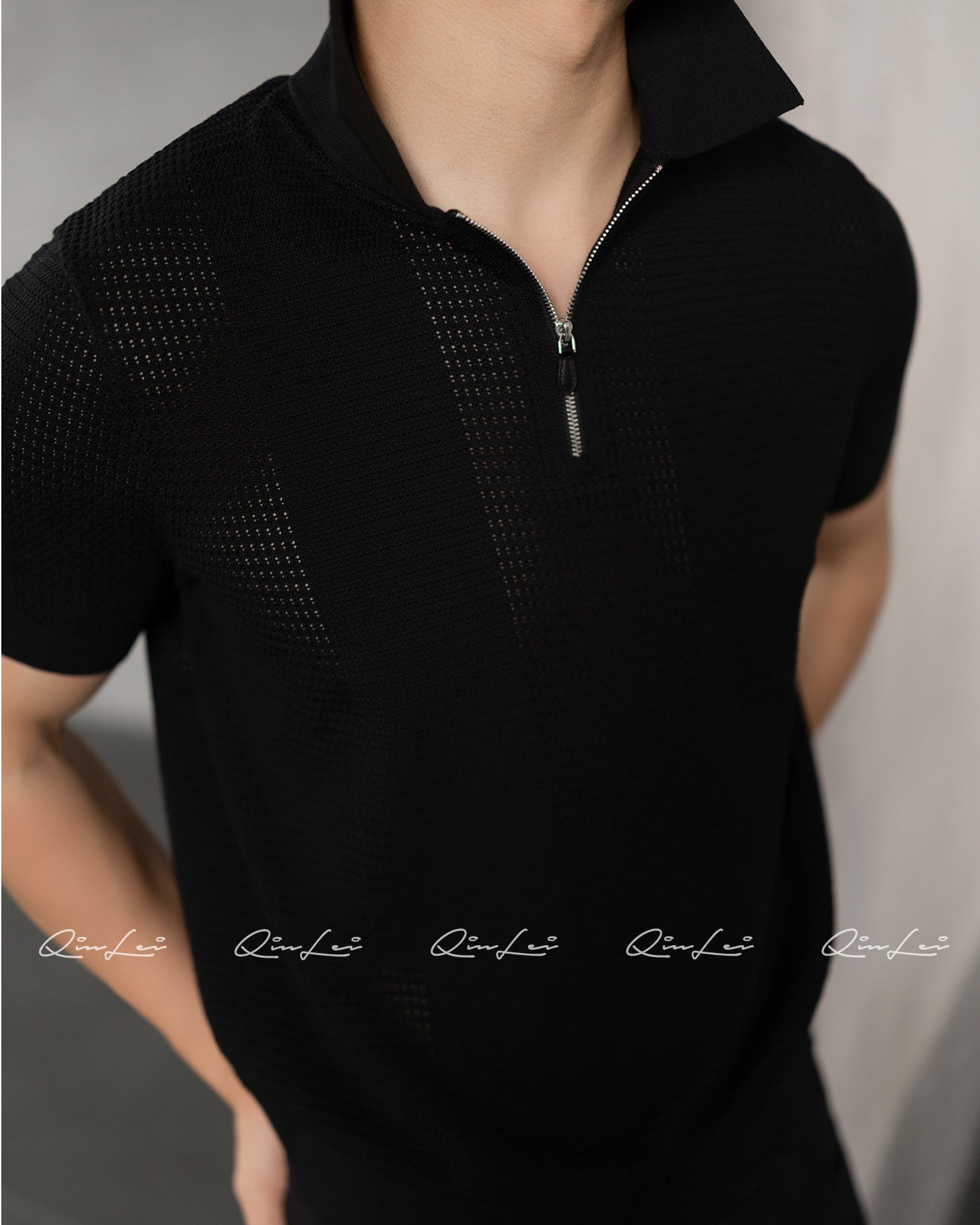 Open Knit Silk Cotton Polo