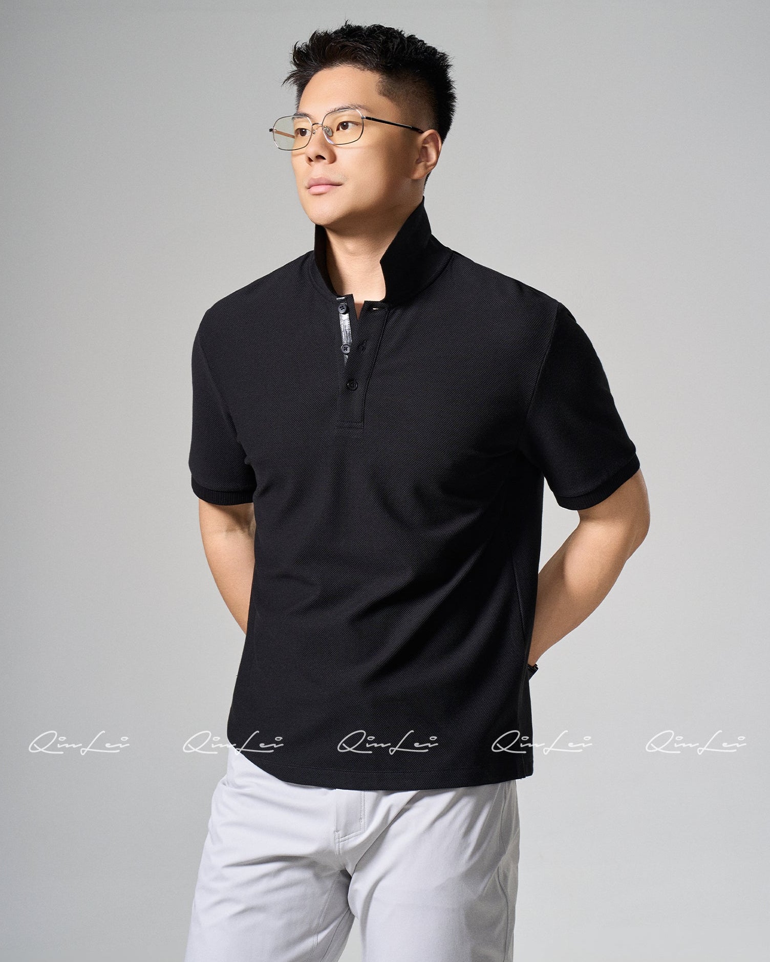 Slit Hem Cotton Polo