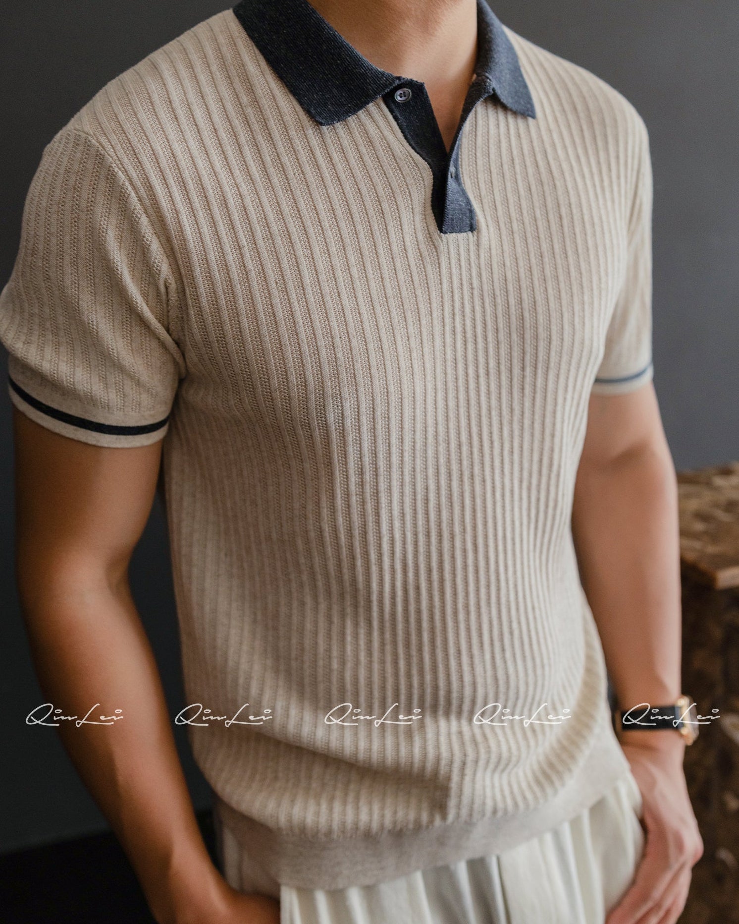 Linen Blend Polo Shirt