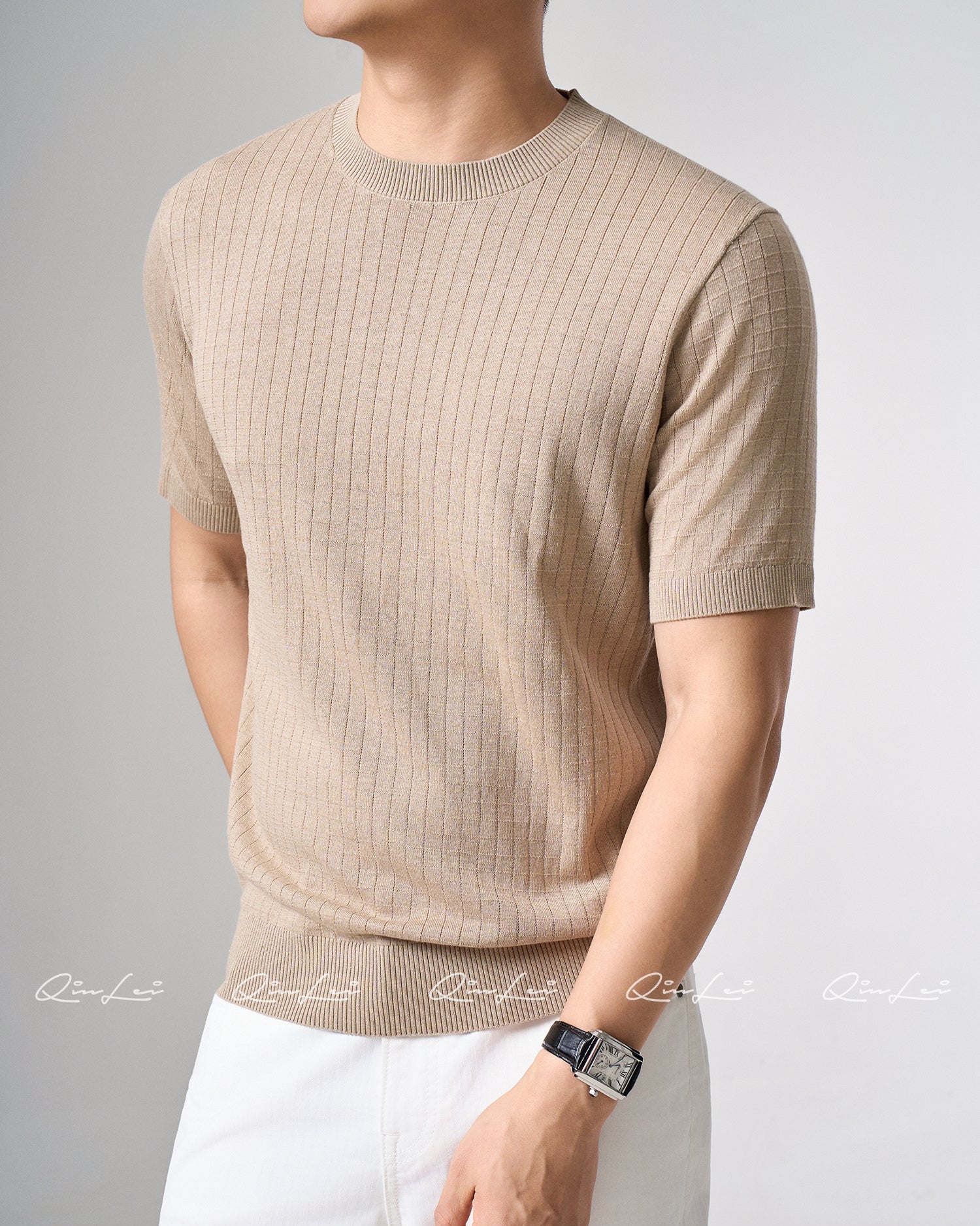 Textured Cotton Linen T-Shirt