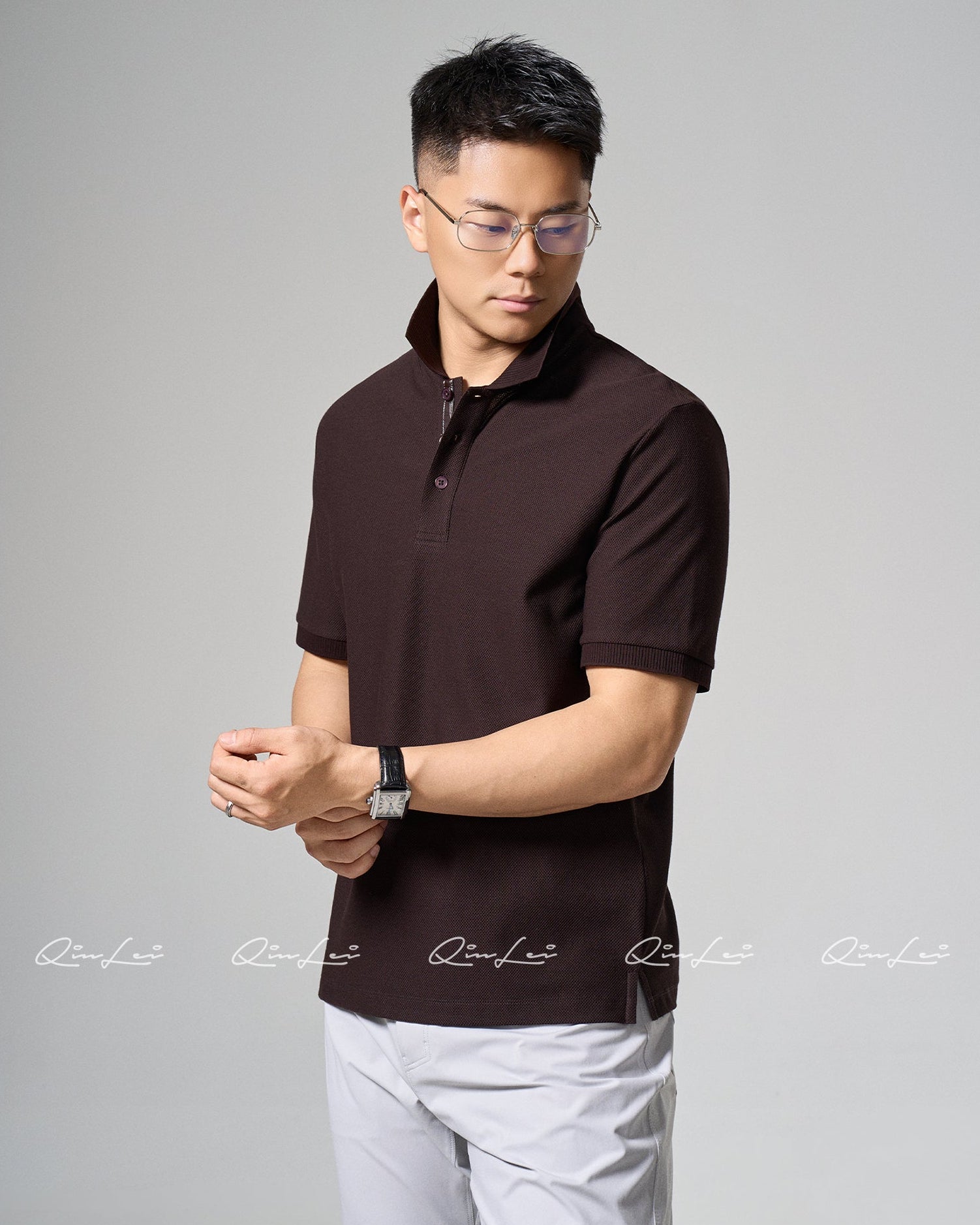 Slit Hem Cotton Polo