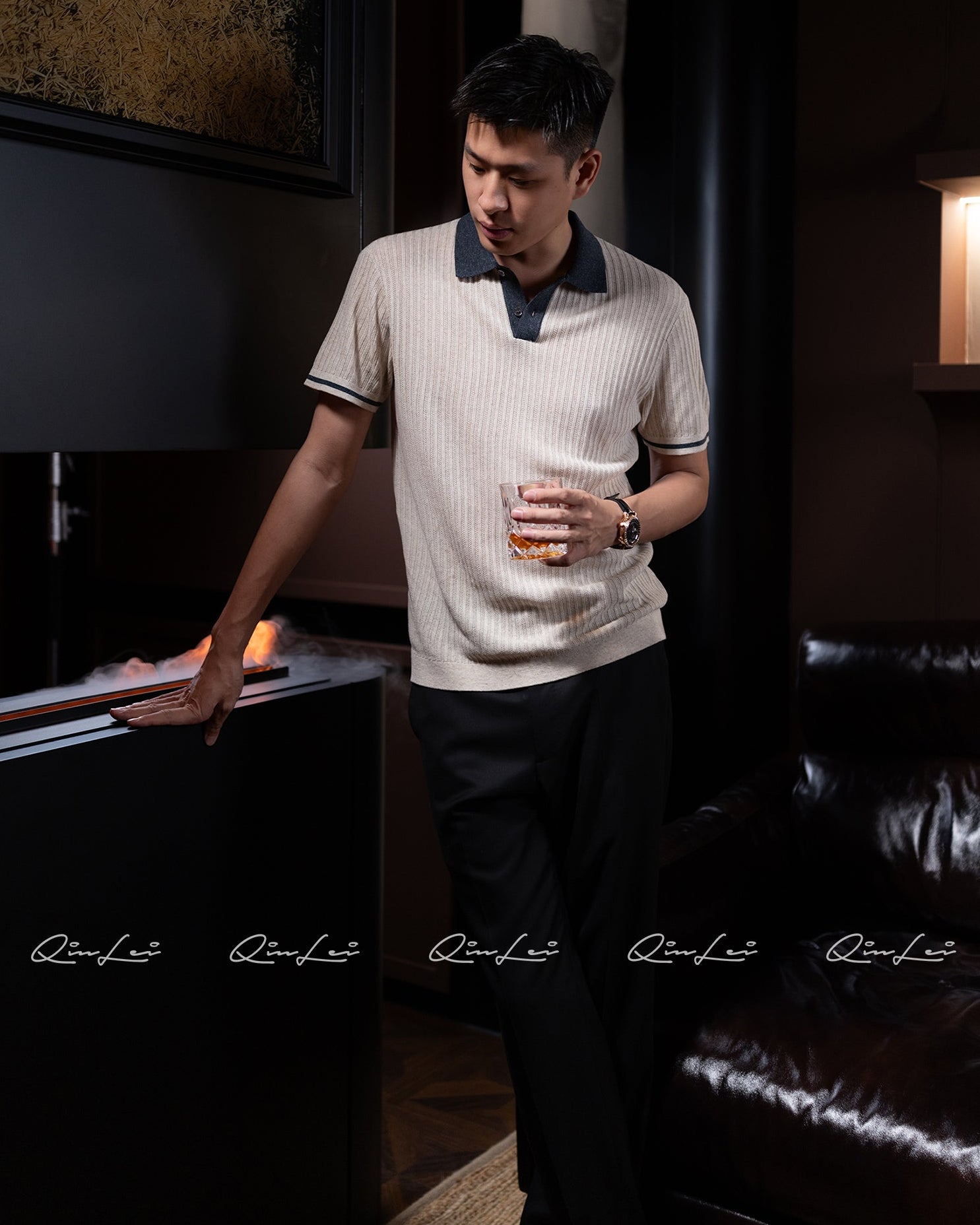 Linen Blend Polo Shirt