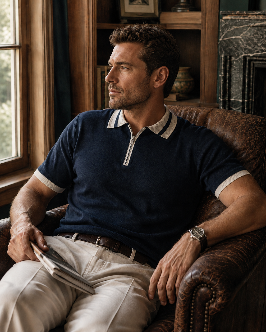 Cooling Stripe Half-Zip Polo