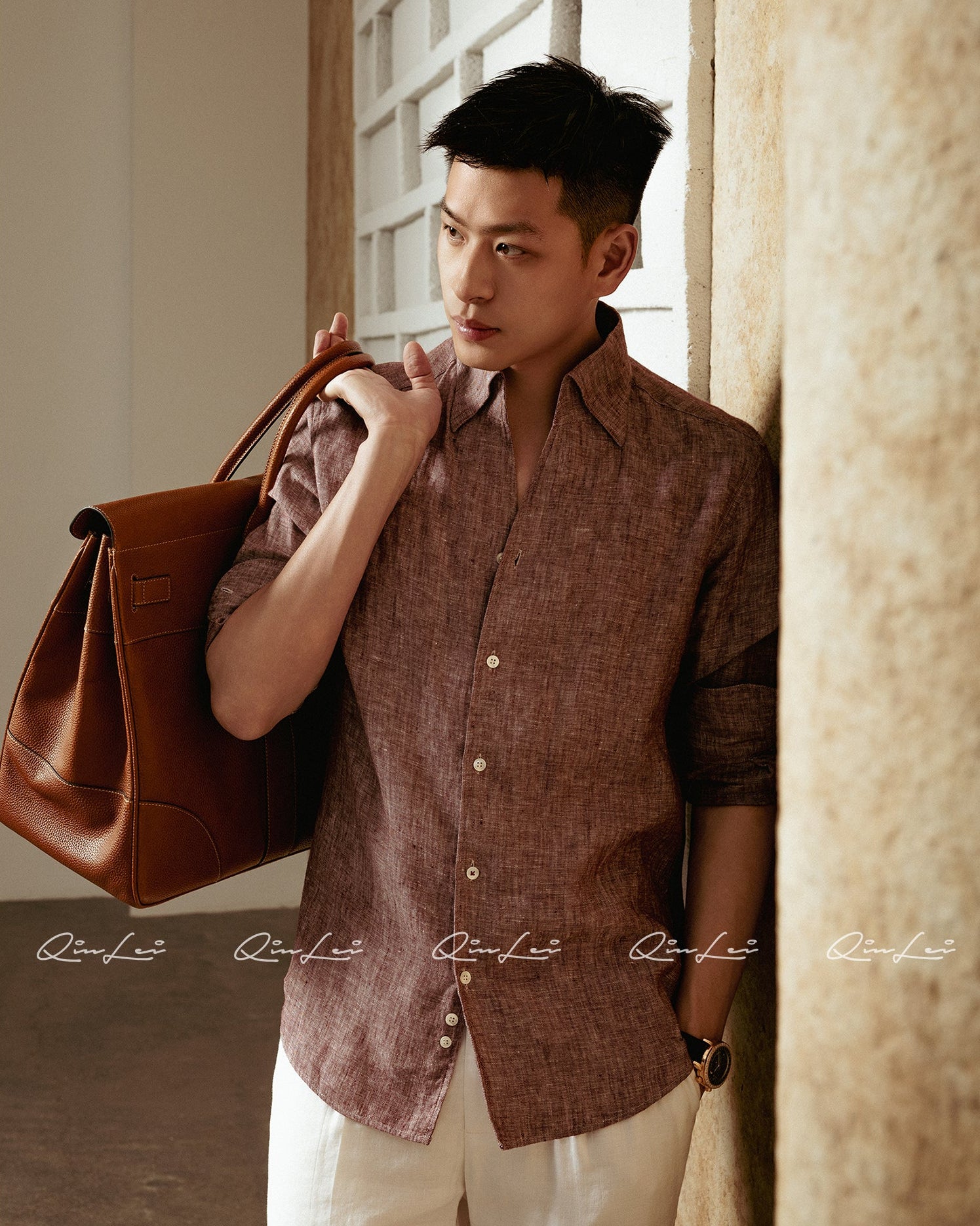 Draped Linen Shirt