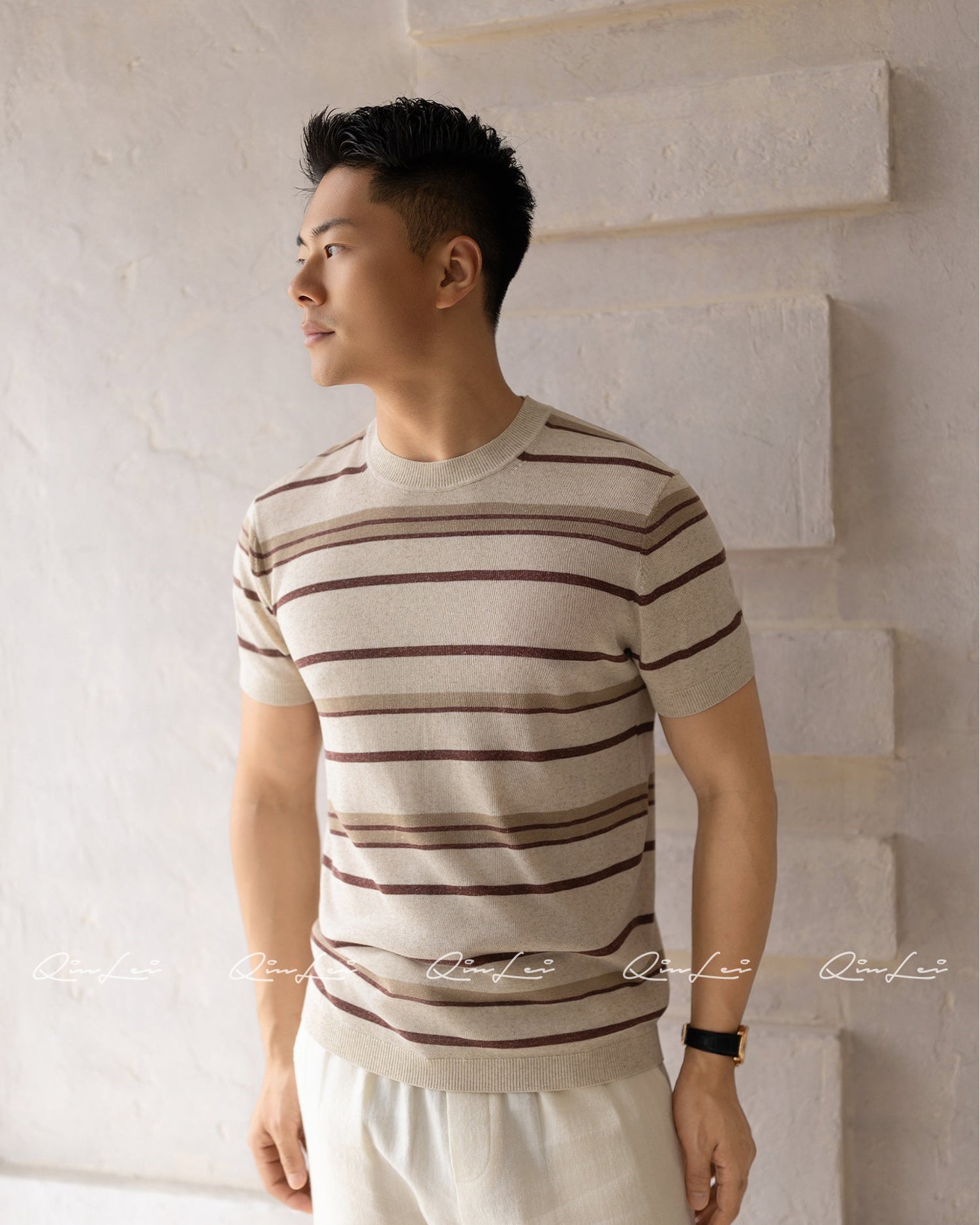 Striped Linen Lyocell T-Shirt