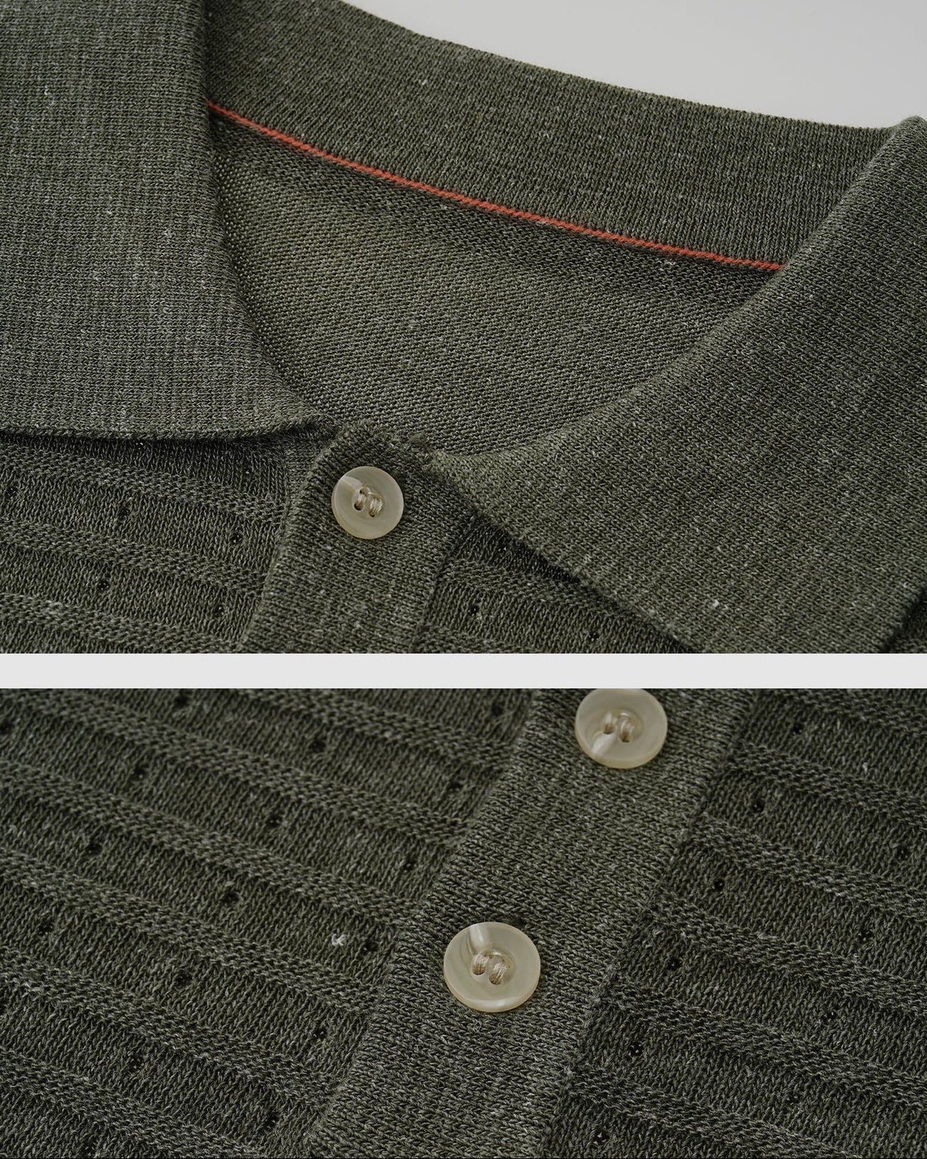 Open Knit Linen Polo T-Shirt
