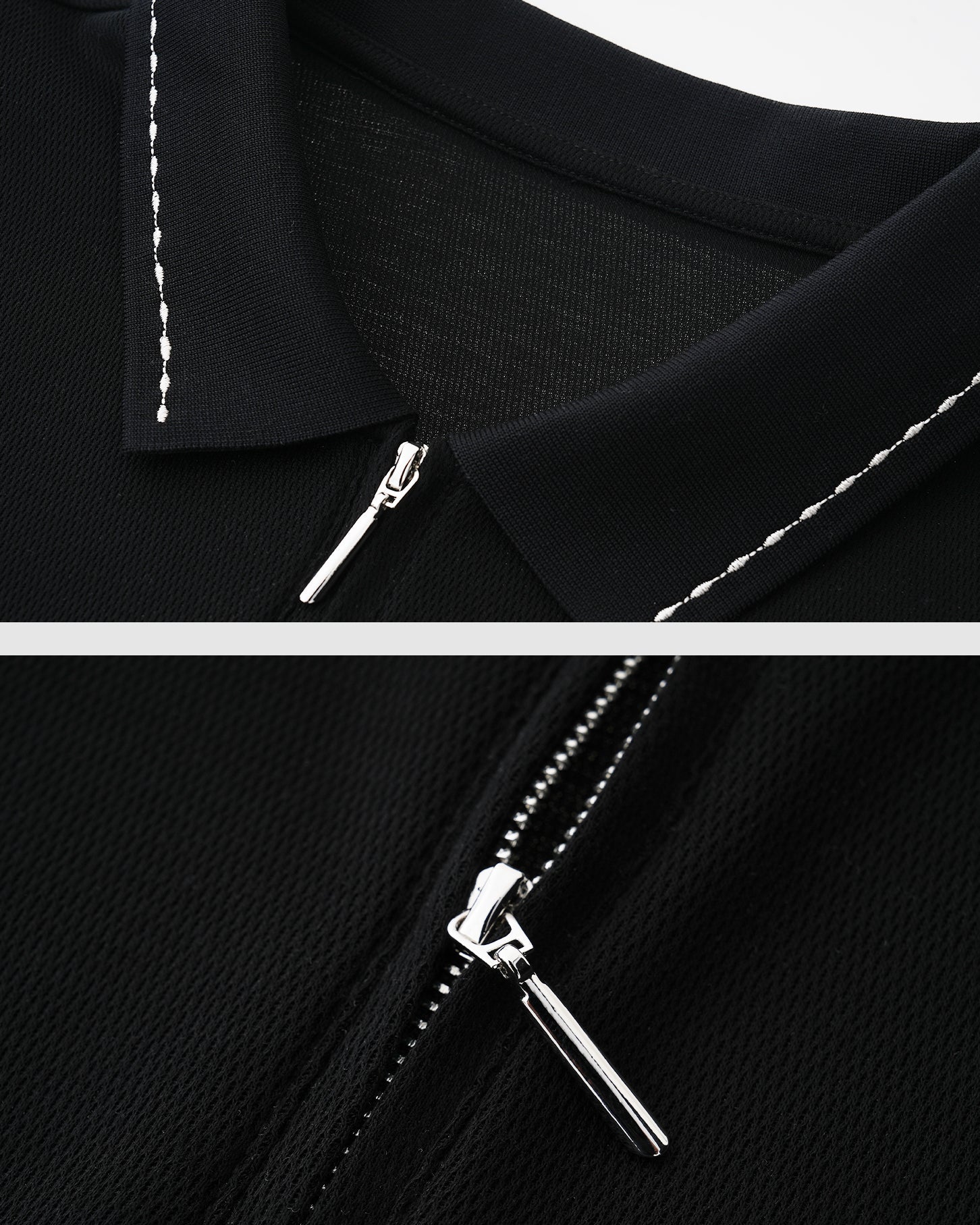 Half-Zip Embroidered Cotton Polo T-Shirt