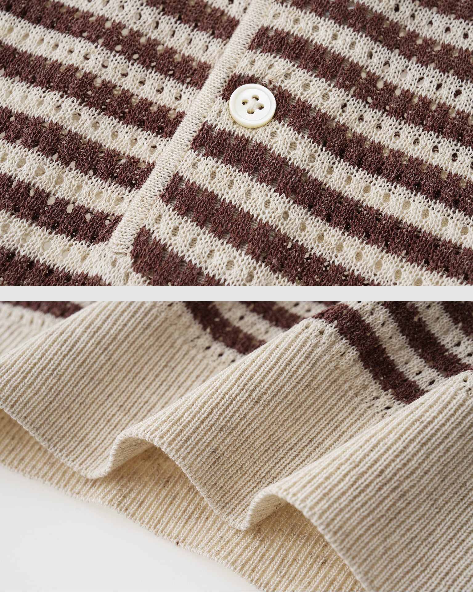 Contrast Open-Knit Linen Polo