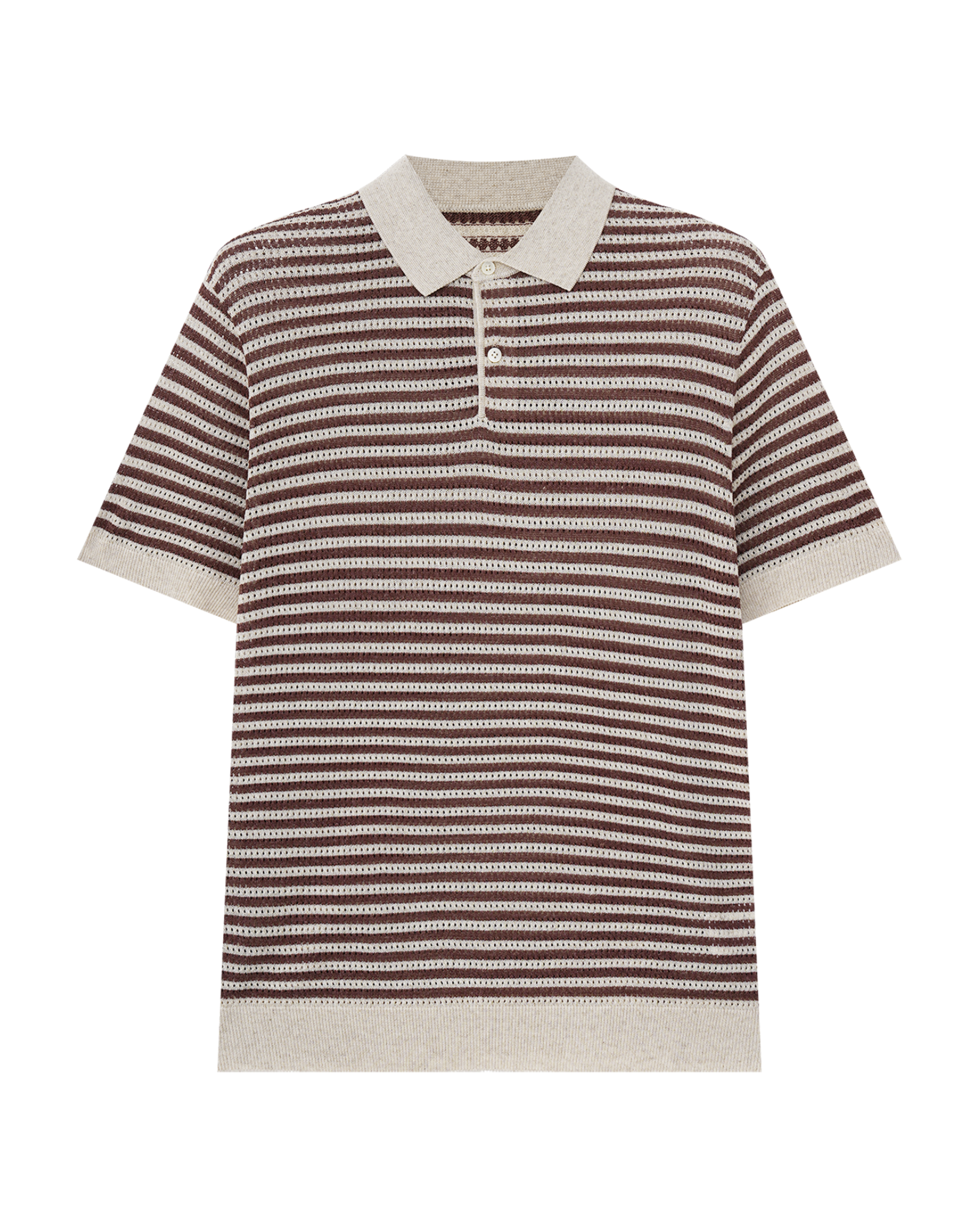Contrast Open-Knit Linen Polo