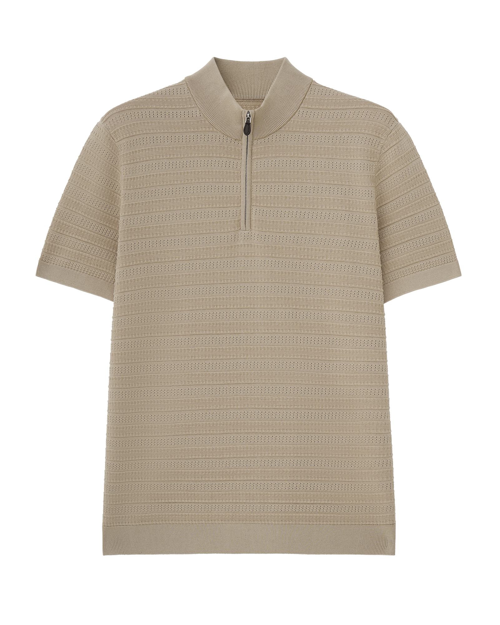 Half-Zip Cotton Knit T-Shirt