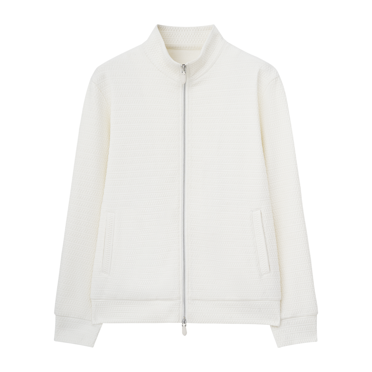 Fine-Texture Knit Jacket – Smooth, Refined Finish