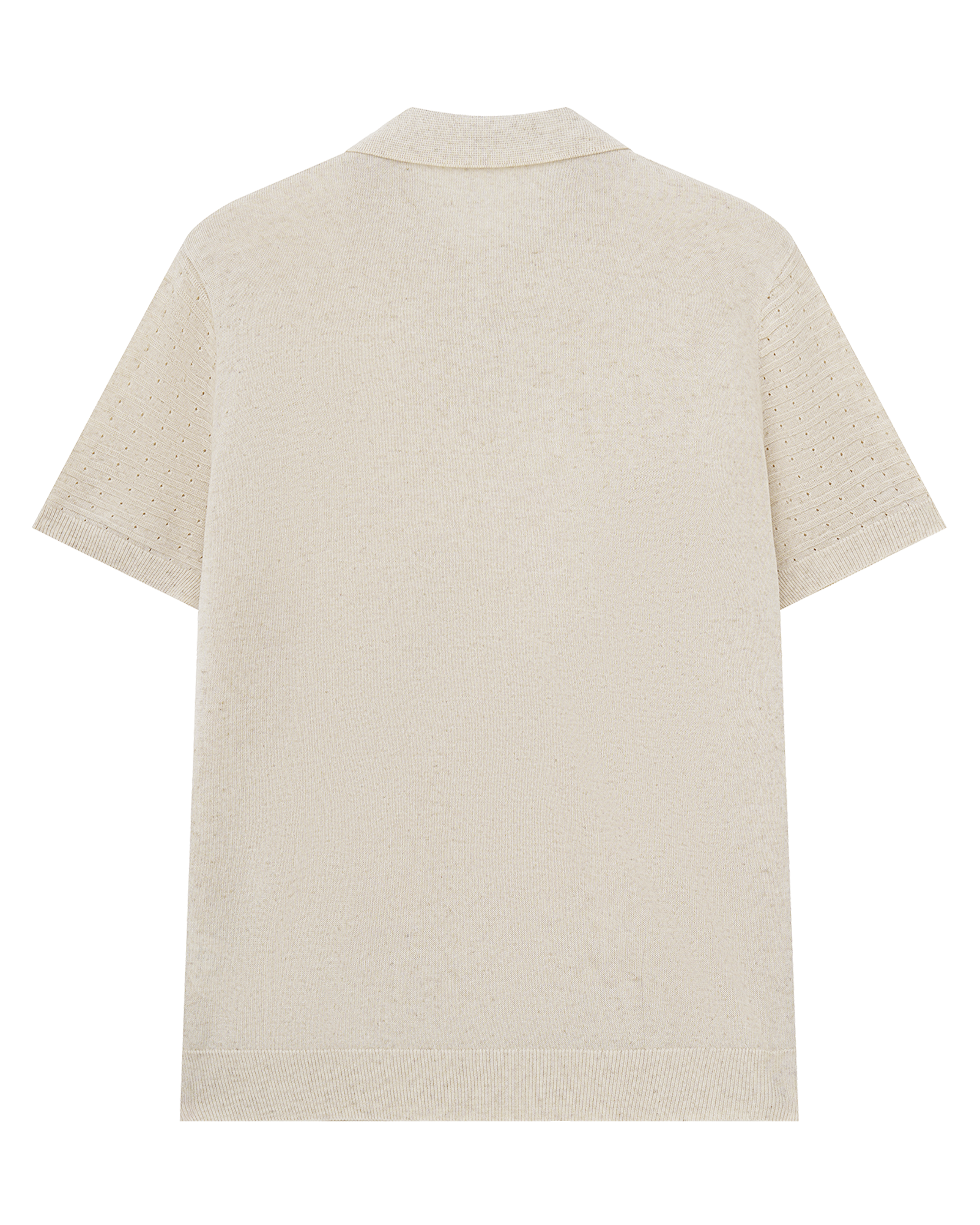 Open Knit Linen Polo T-Shirt